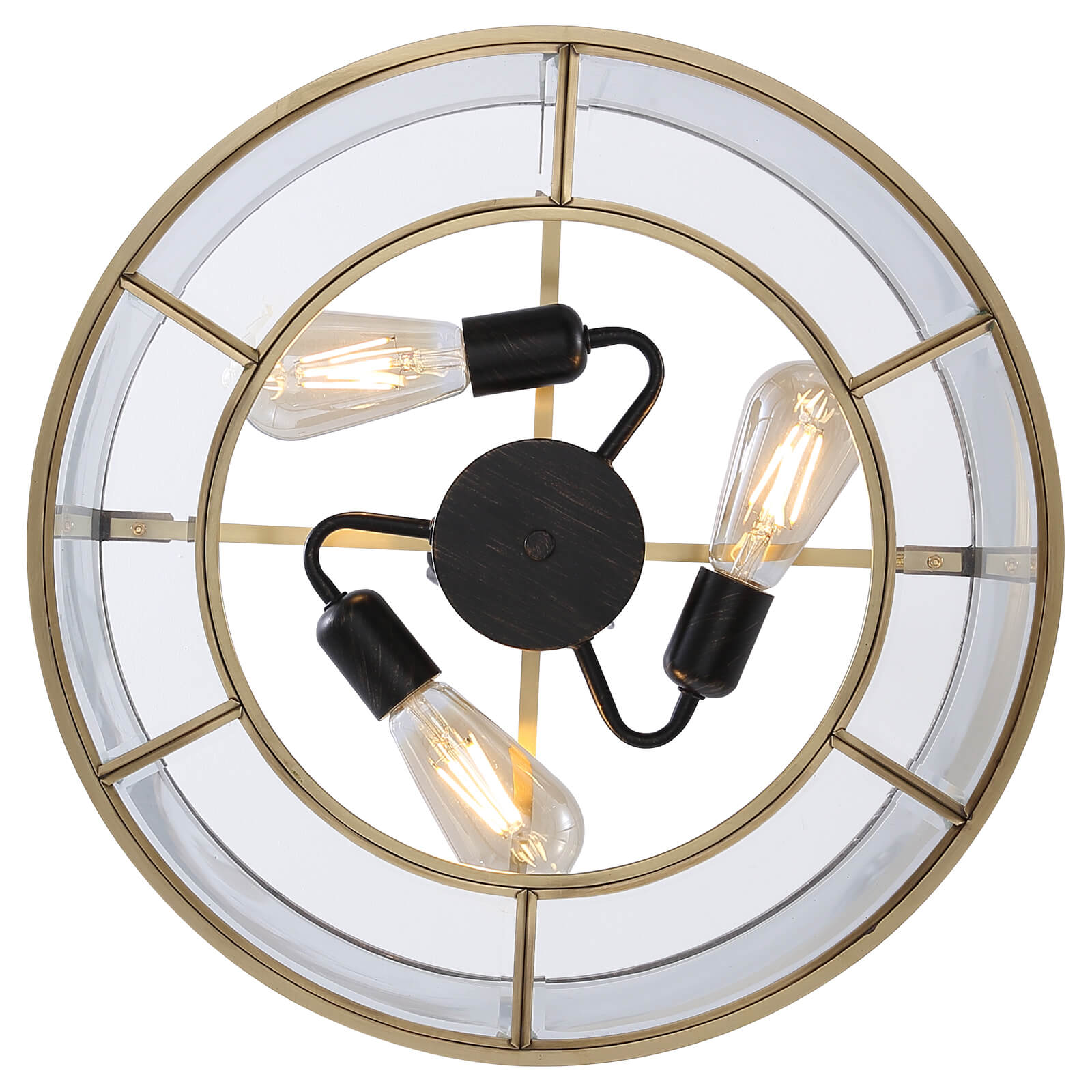 Round Glass Transparent Gold Frame Chandelier