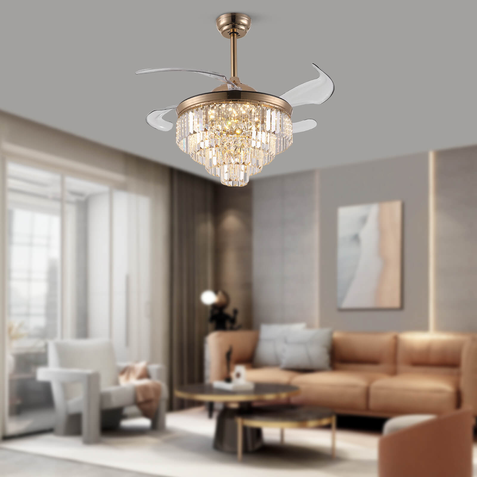 Top-Rated Crystal Gold Retractable l Fandelier