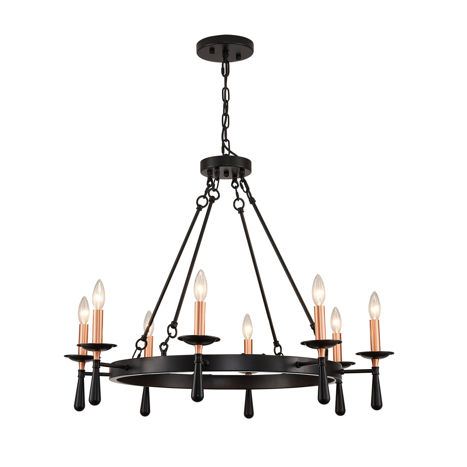 Night Rose 8 Lights Candle Round Chandelier