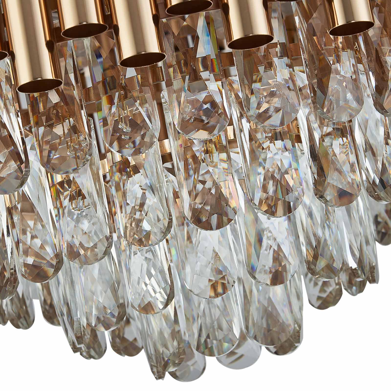 Top-Rated K9 Crystal Round Gold Retractable Fandelier