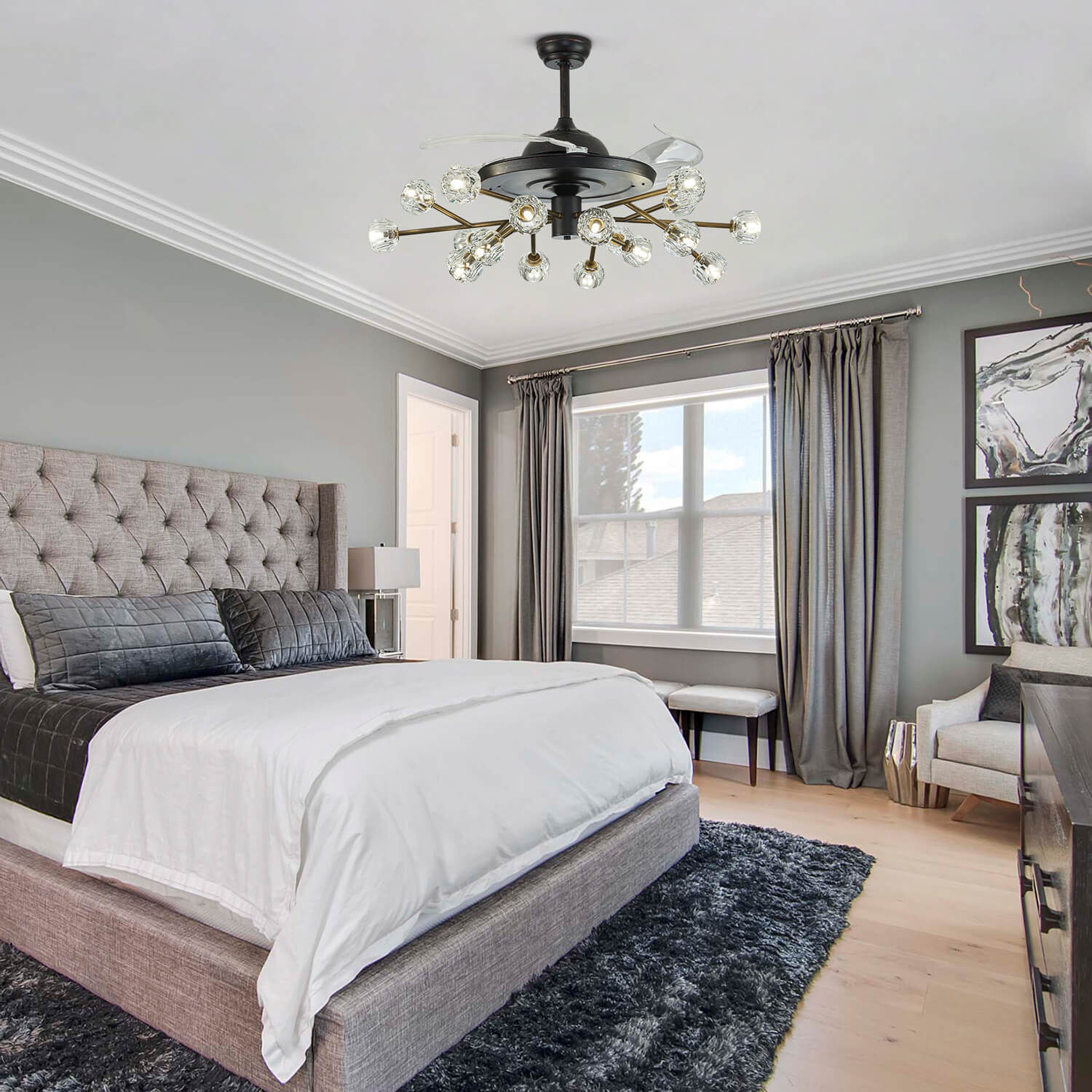 Newly-Upgraded Oil-Rubbed Bronze Vintage Crystal Fandelier