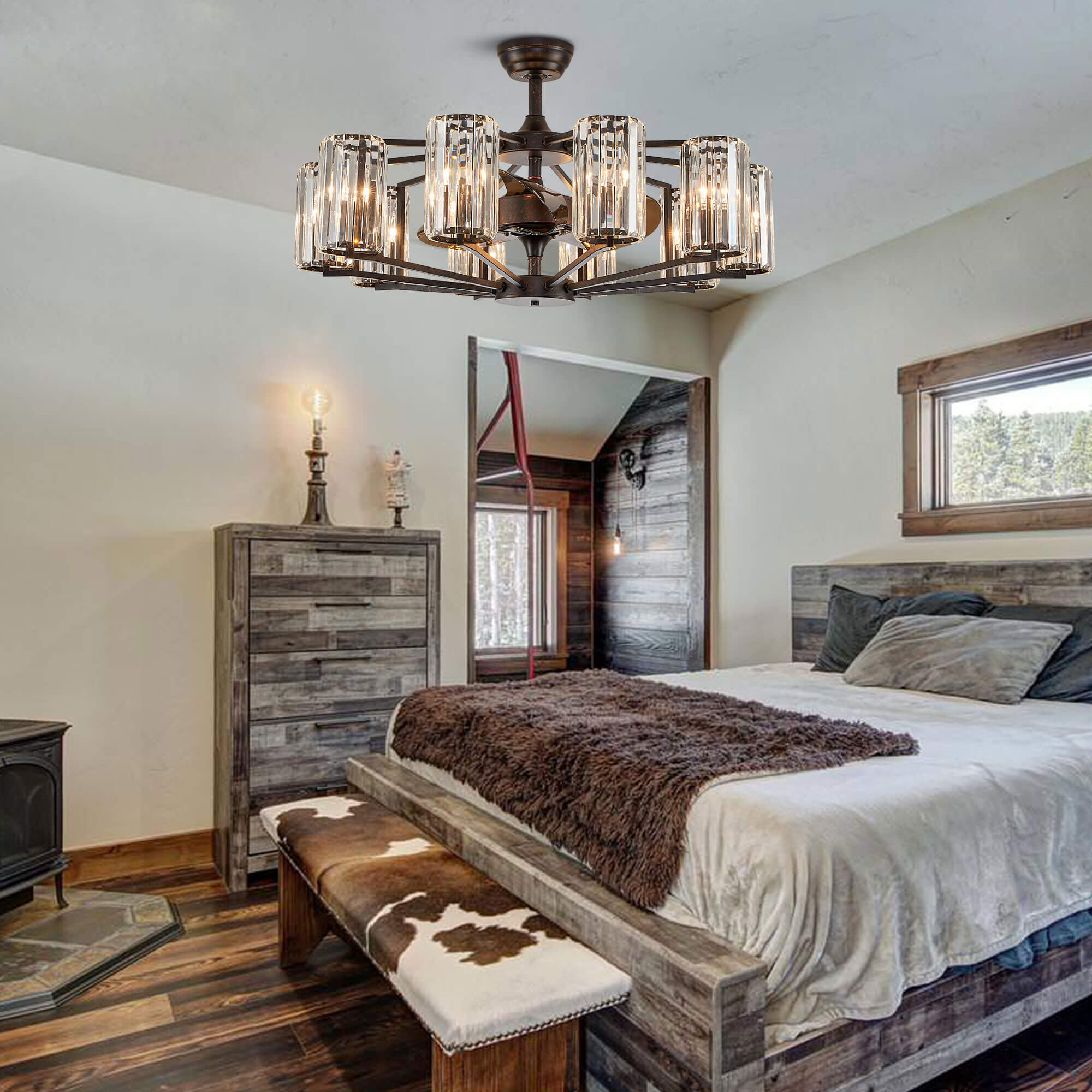 Chicago Wheel | Decorative Bronze Luxury Mid-Century Modern Fandelier