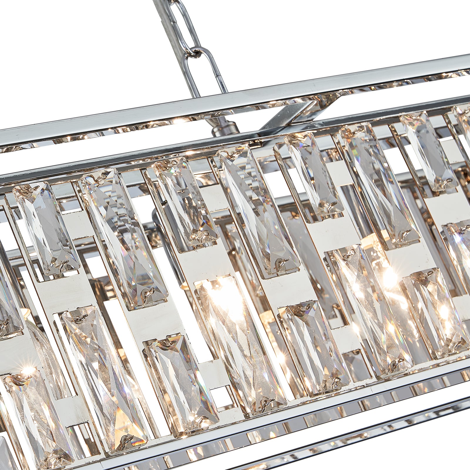 Silver Metal frame Rectangular Crystal Chandelier