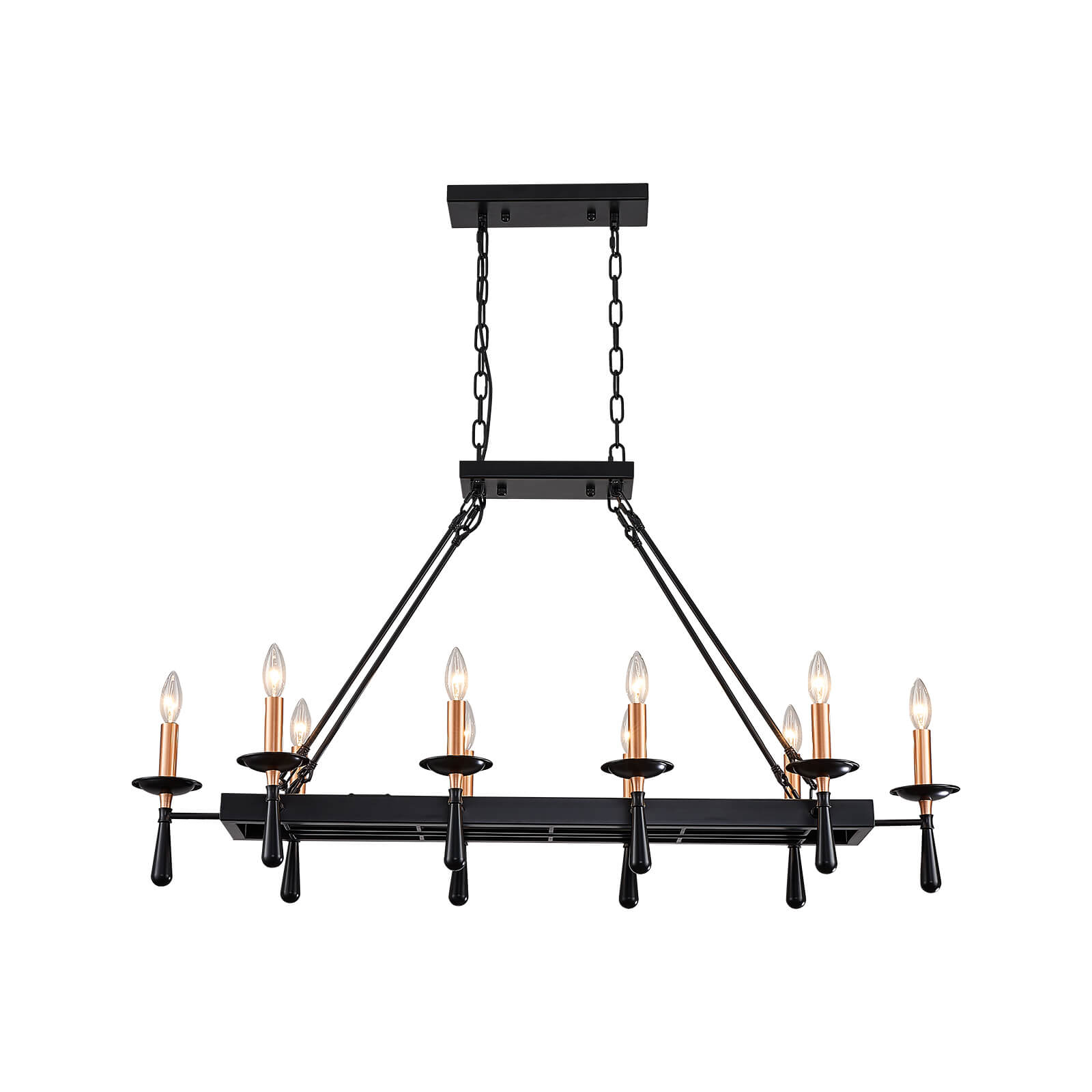 Rustic Candelabra Black Iron Frame Chandelier