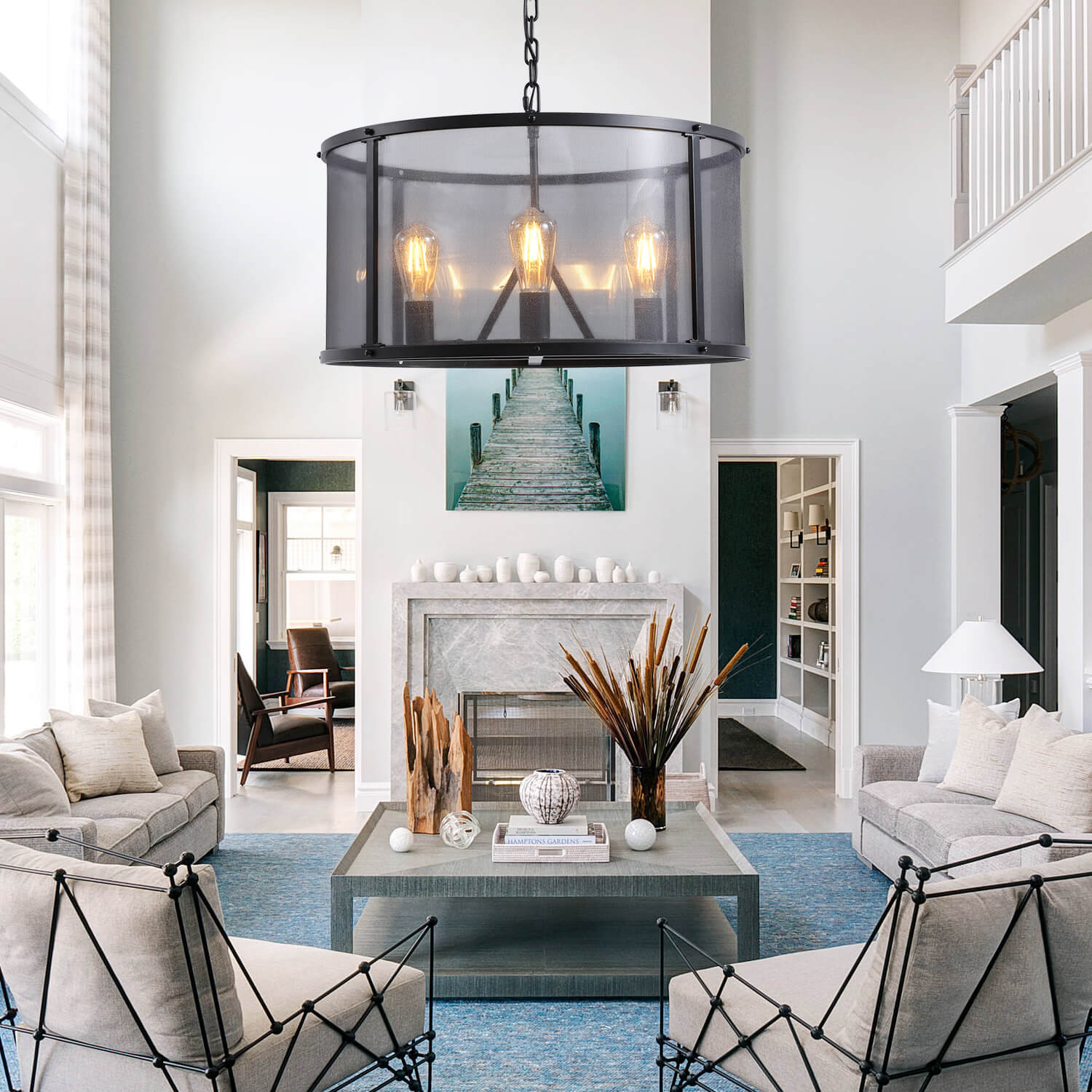 Moooni® Black Farmhouse Iron Caged Pendant Light