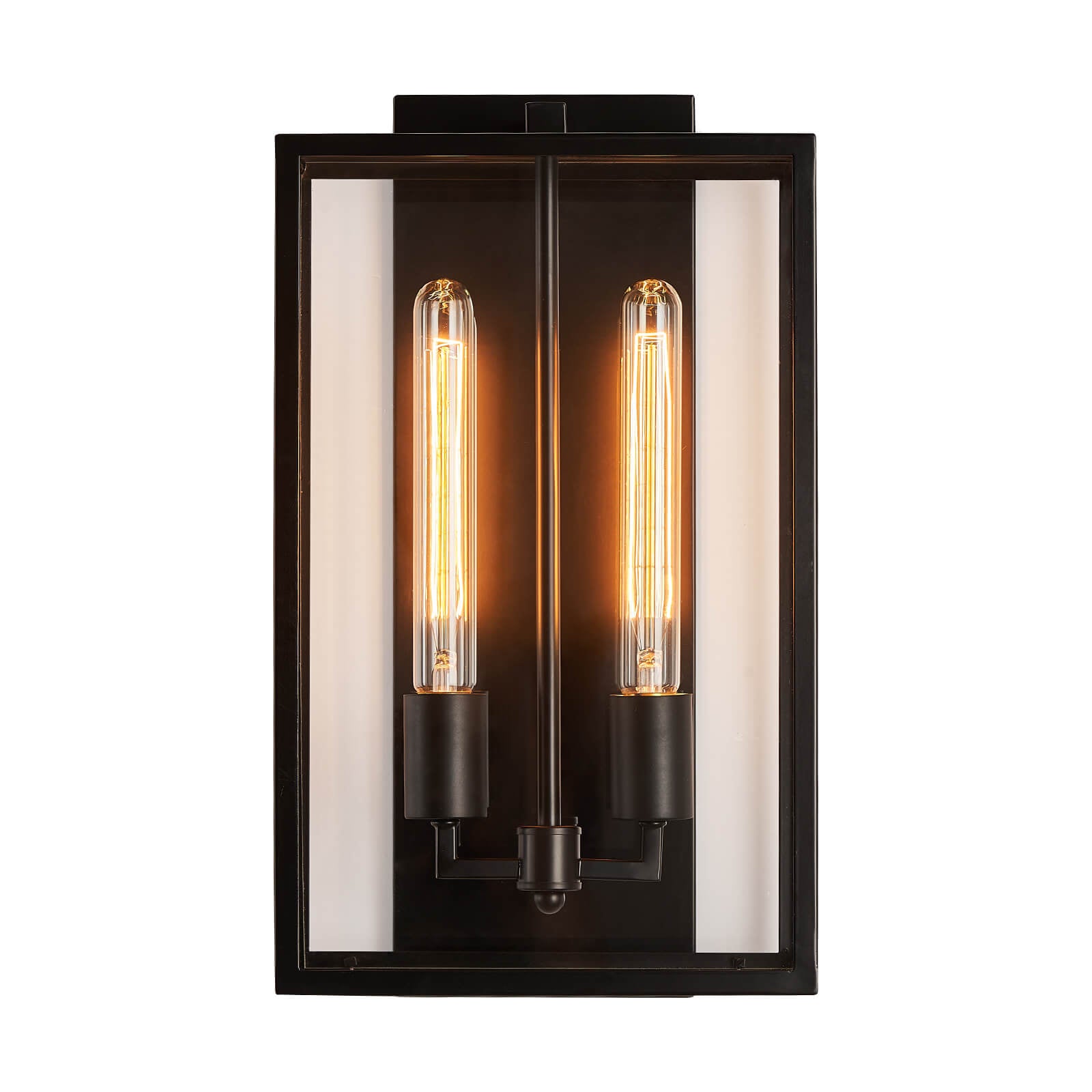 Moooni® Dumb Black Double End Glass Metal Frame Outdoor Wall Lamp