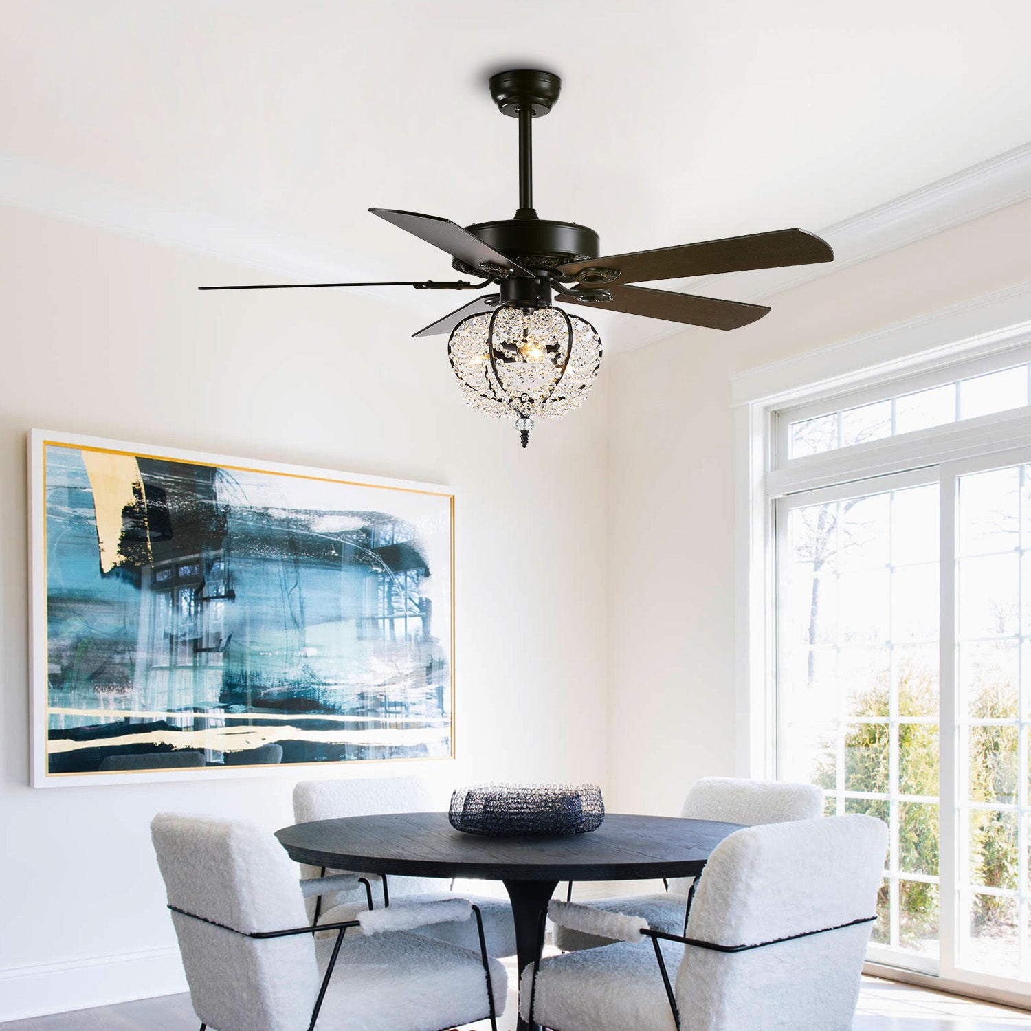 MOOONI-Ceiling-Fan-Light-Matte-Black-Industrial-Pumpkin-Pineapple-Beads-Fandelier-50“-Dining-Room