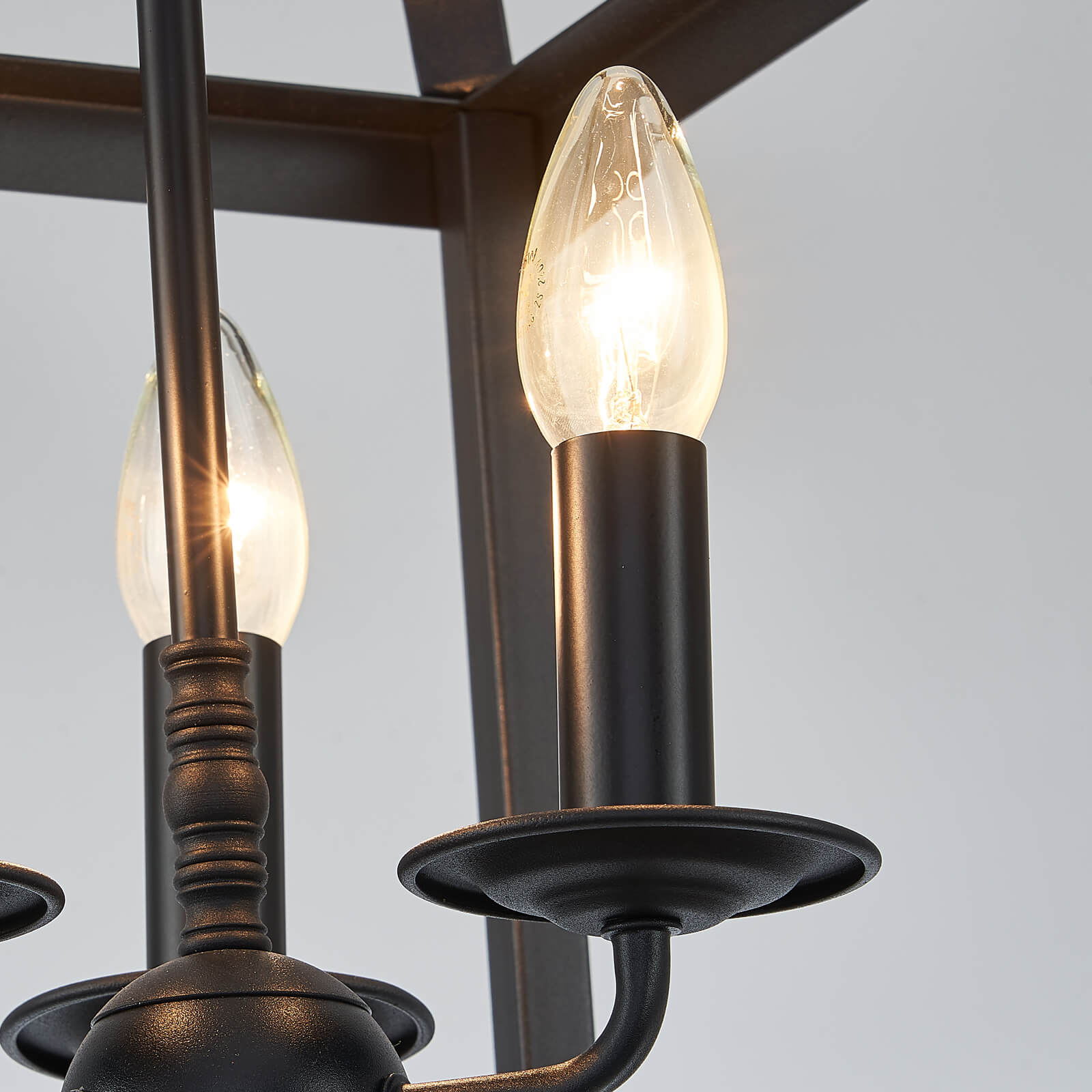 Rustic Black Iron Caged Pendant Light