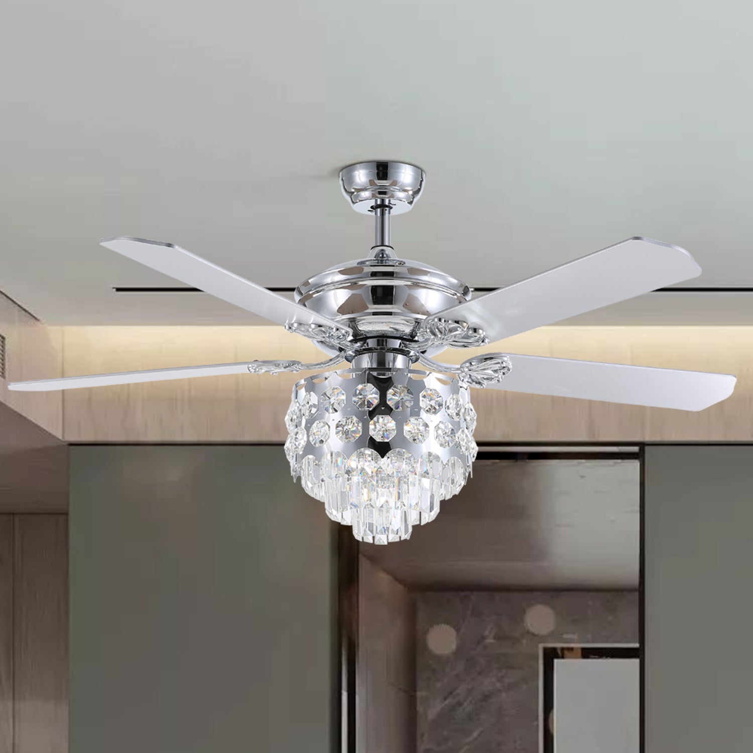 MOOONI-Ceiling-Fan-Light-Chrome-Octagonal-Beads-Crystal-Strip-Fandelier-51“