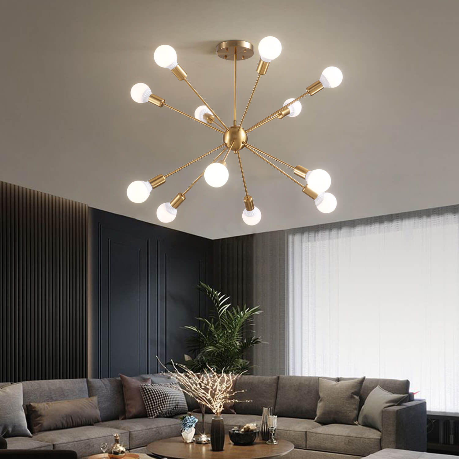 Sputnik Gold Globe 12 Lights Chandelier