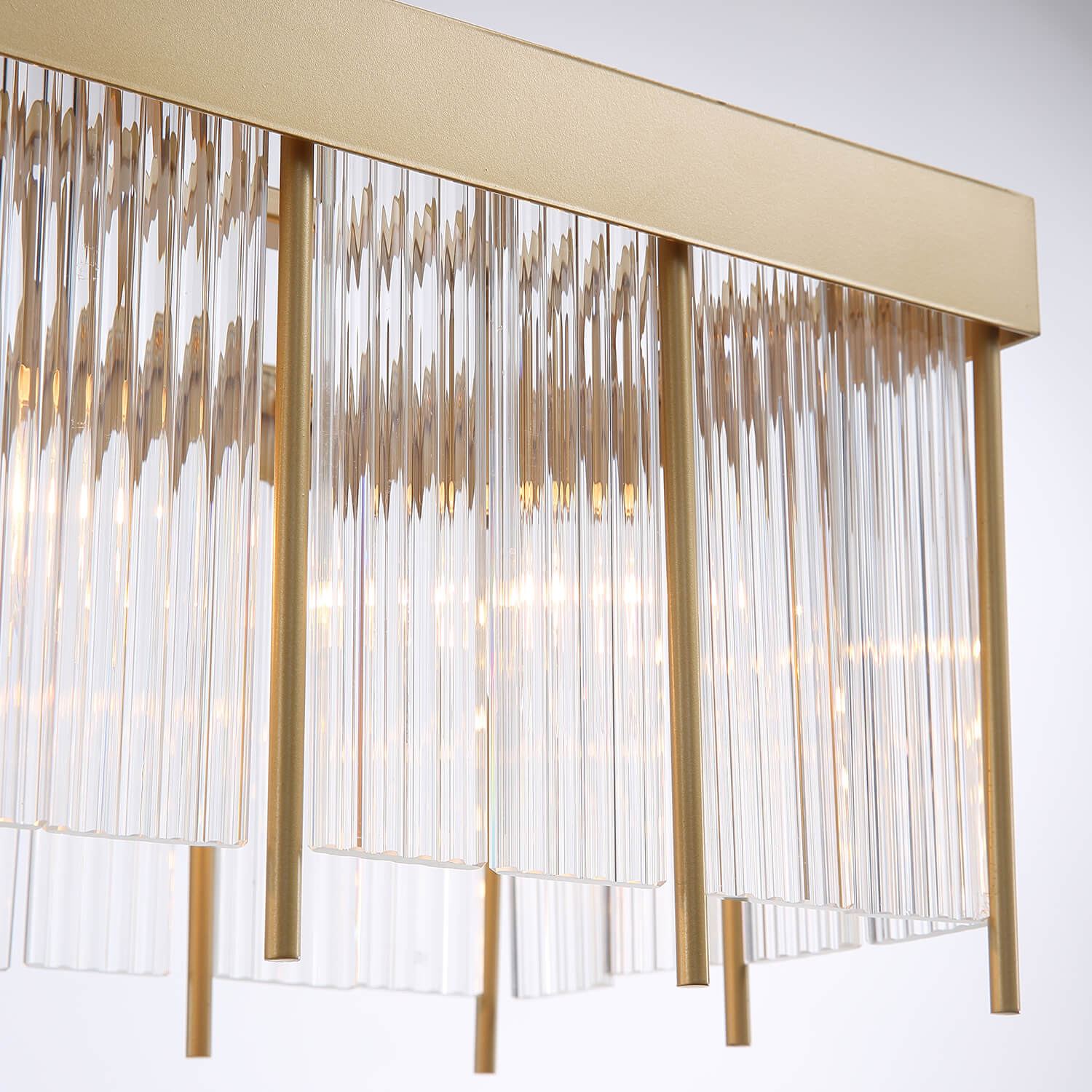 Rectangular Gold Frame Chandelier For Kitchen