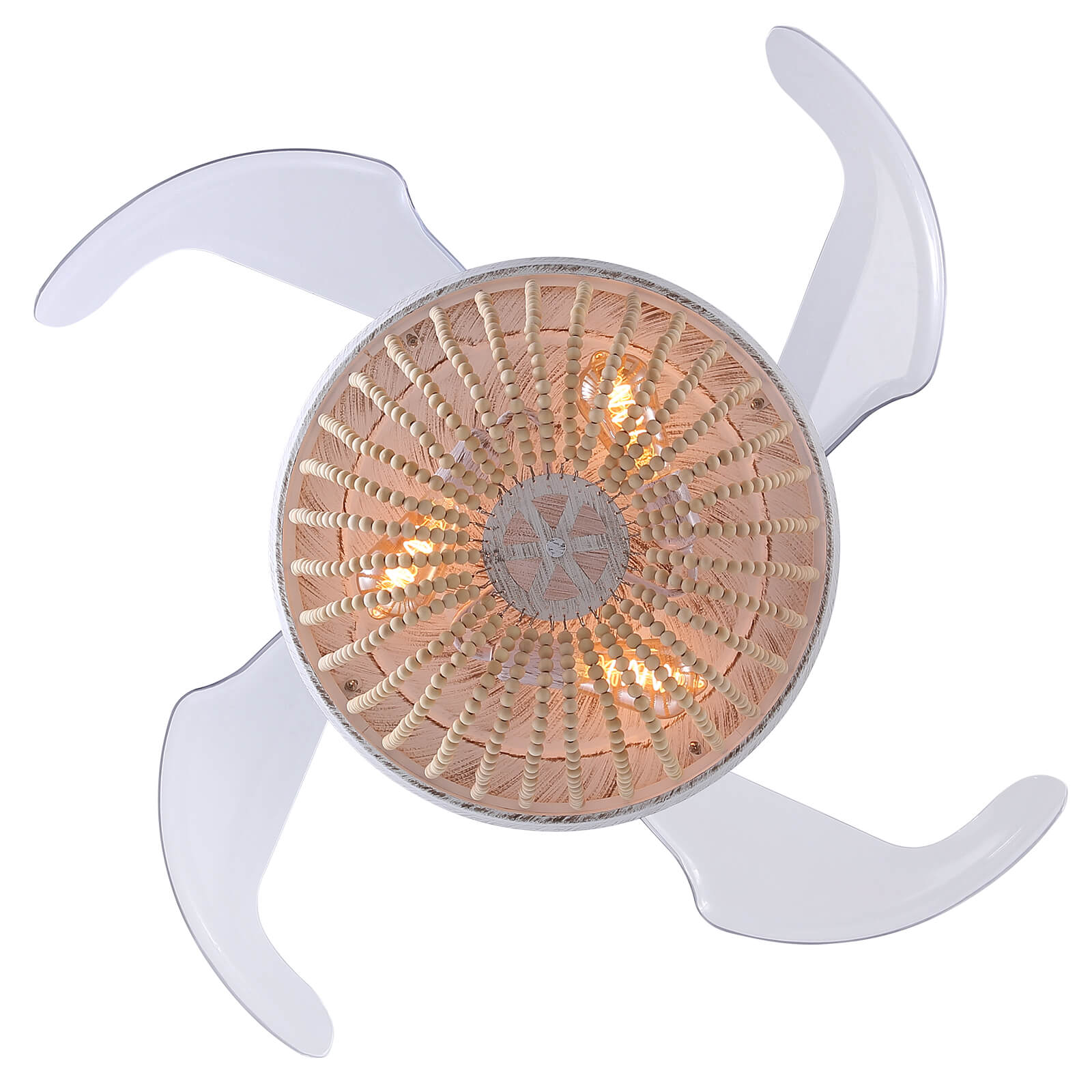 Wooden French Country Beaded Ceiling Fan Light