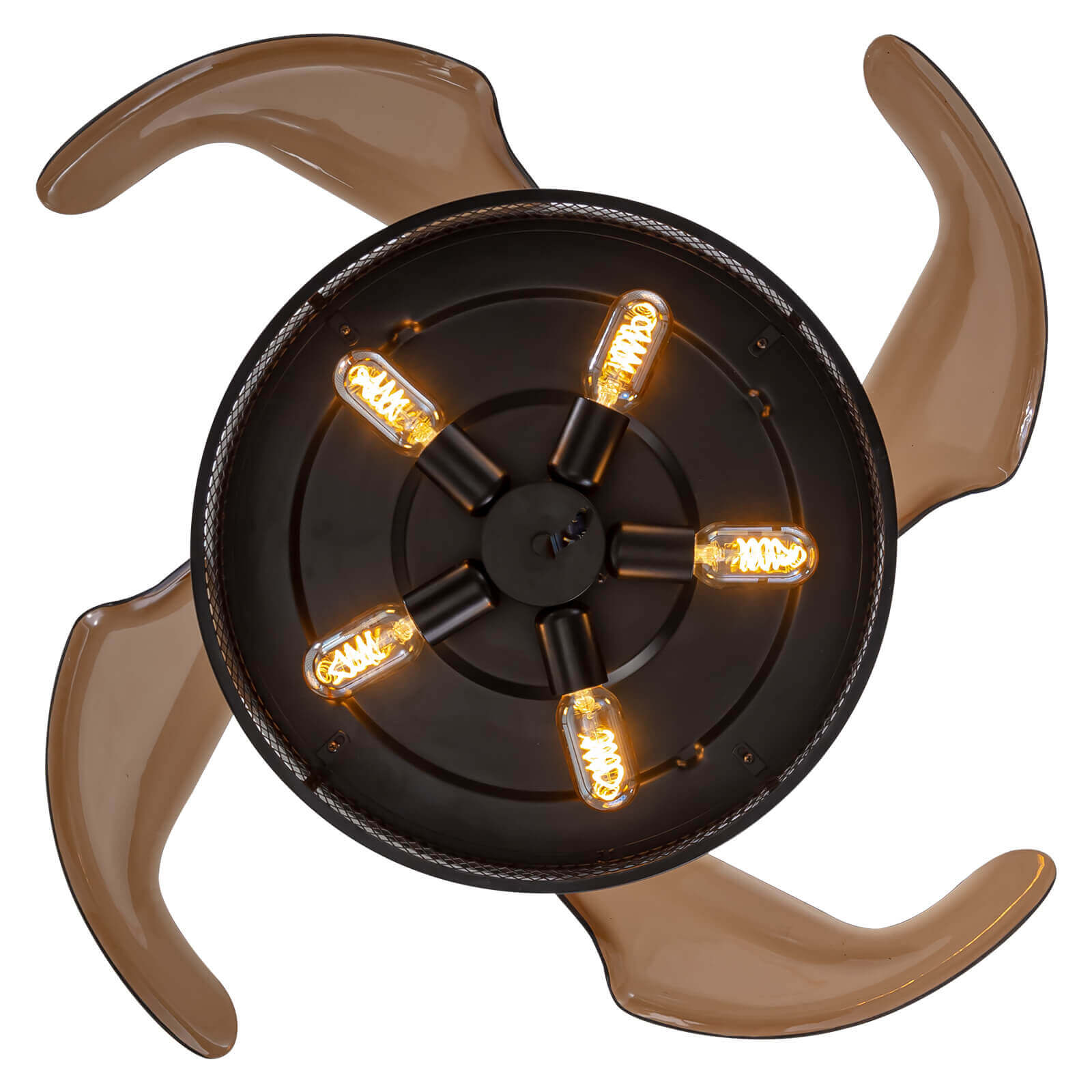 Industrial Black Caged Retractable Fandelier