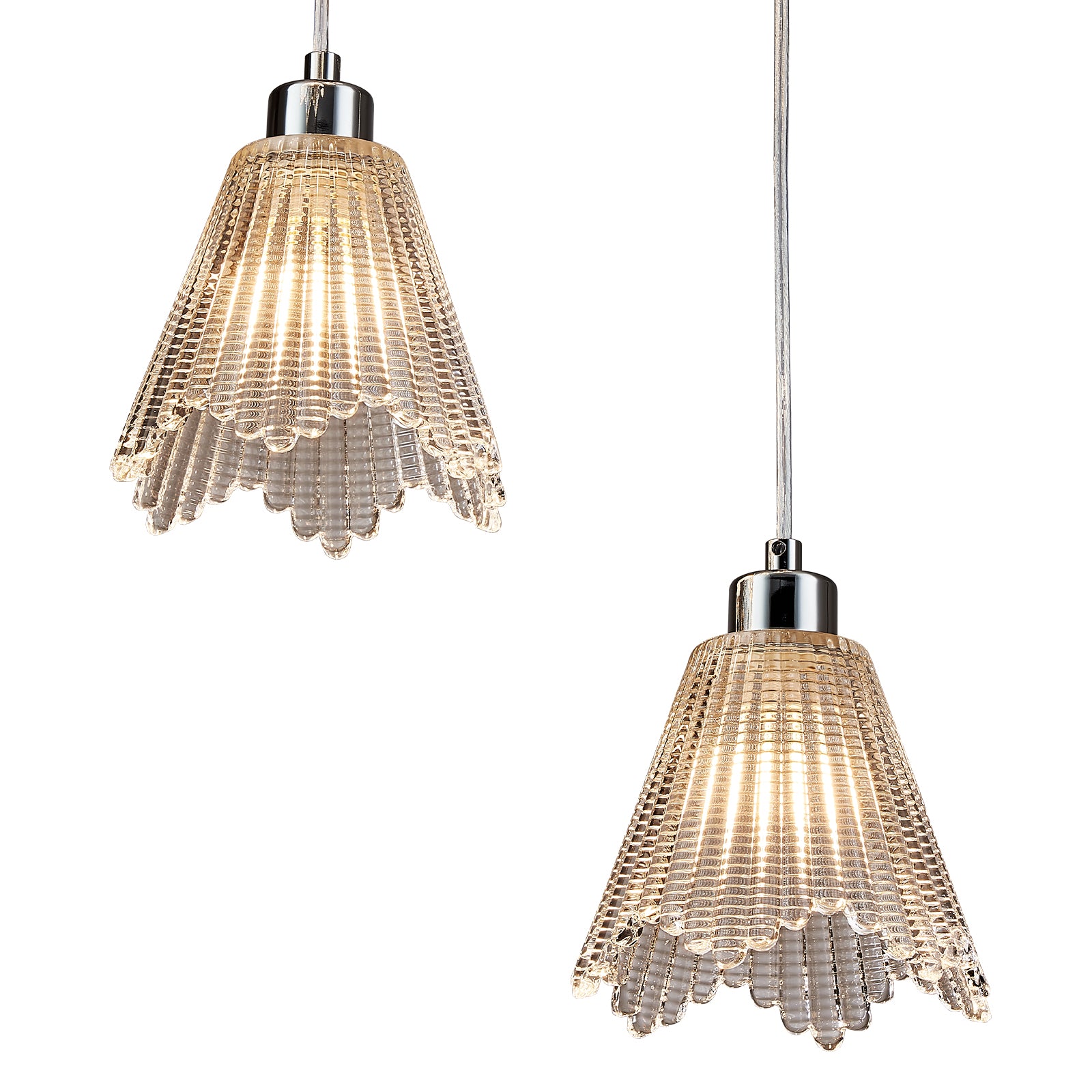 Spiral Chrome Bamboo Hat Glass Chandelier