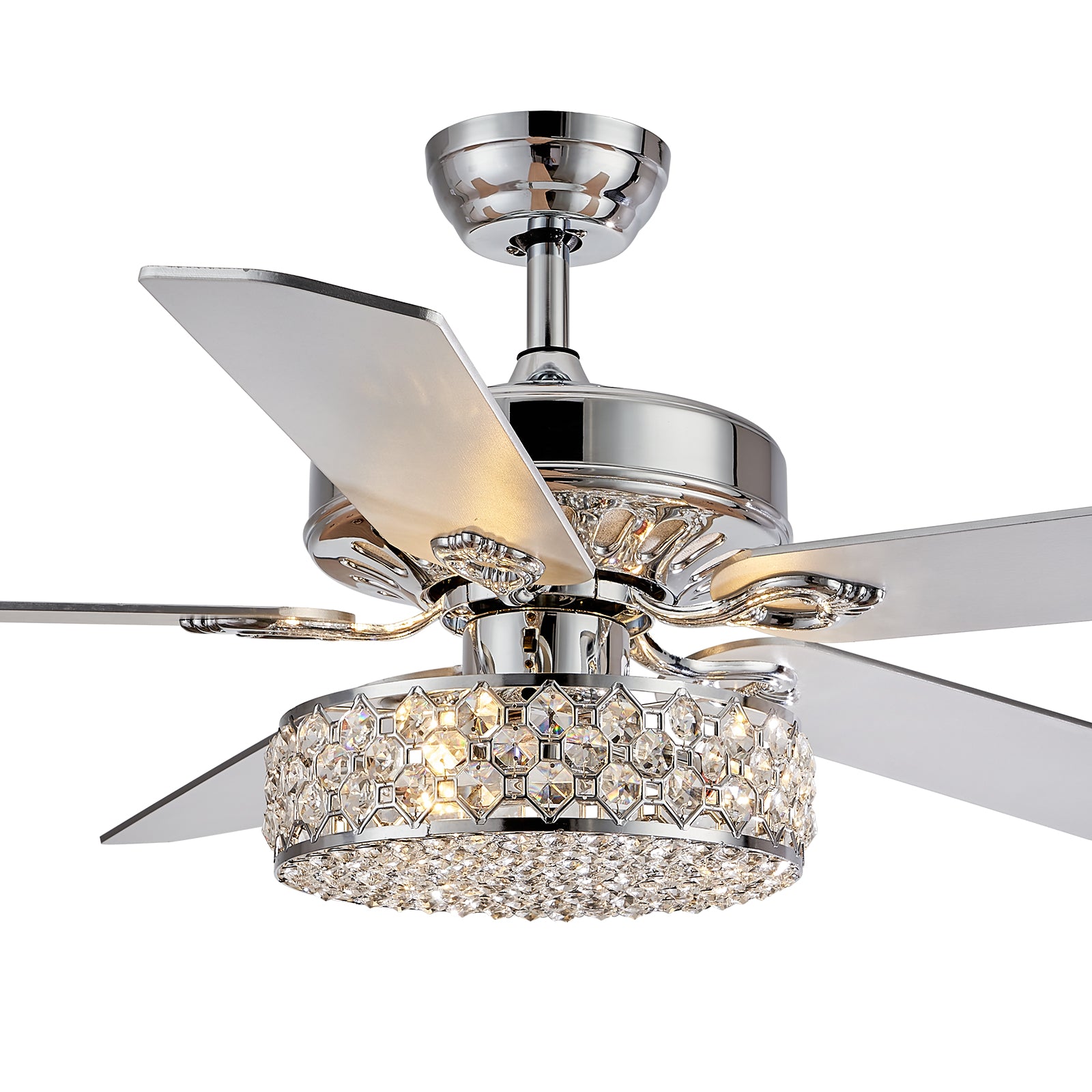 MOOONI-Ceiling-Fan-Light-Chrome-Vintage-Three-layer-Octagonal Beads-Crystal-Fandelier-50“