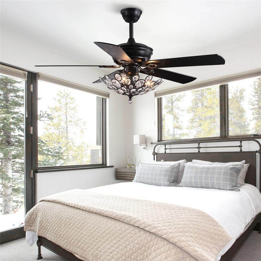 MOOONI-Ceiling-Fan-Light-Matte-Black-Retrol-Crystal-Fandelier-50“-Bedroom