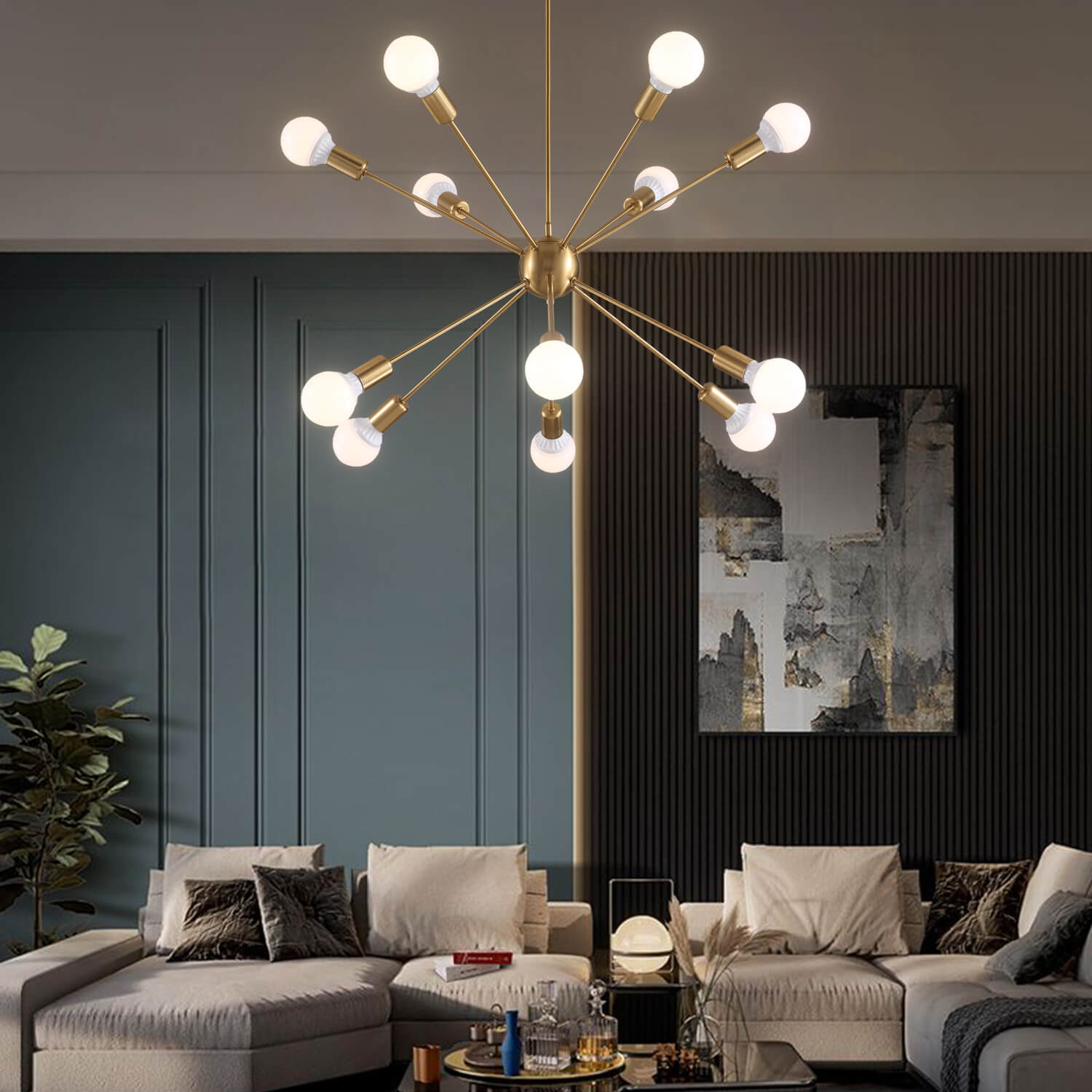 Sputnik Gold Globe 12 Lights Chandelier