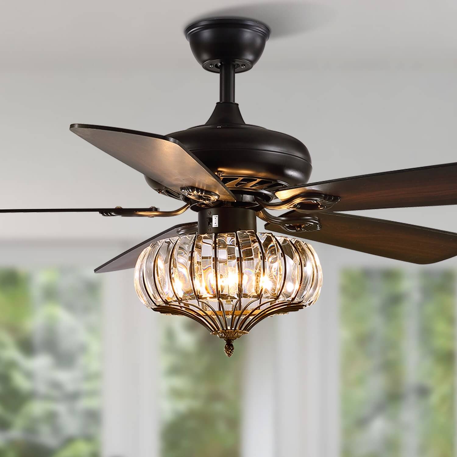 MOOONI-Ceiling-Fan-Light-Matte-Black-Vintage-Look-Crystal-Fandelier-48“