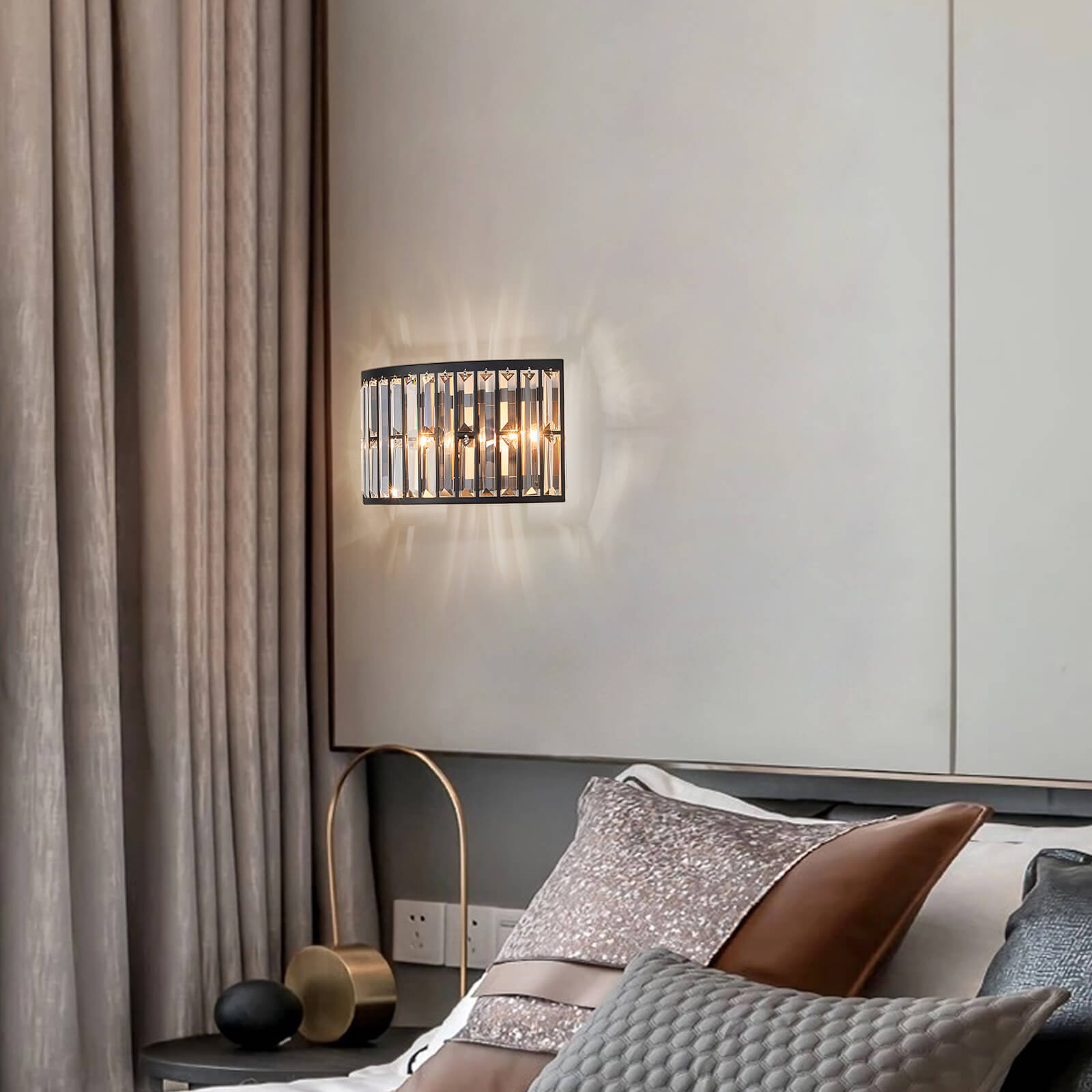 Vintage-Matte-Black-Finish-Semicircle-Wall Lamp