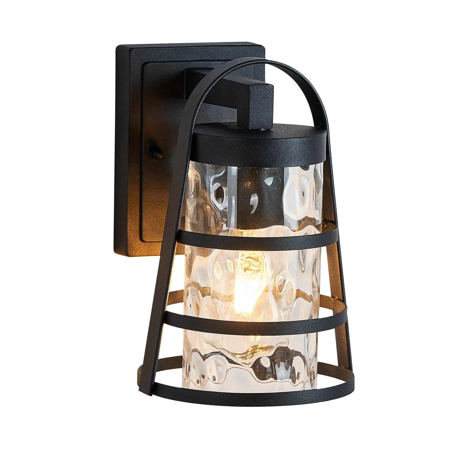 Outdoor Wall Light with Rippled Glass Lampshade