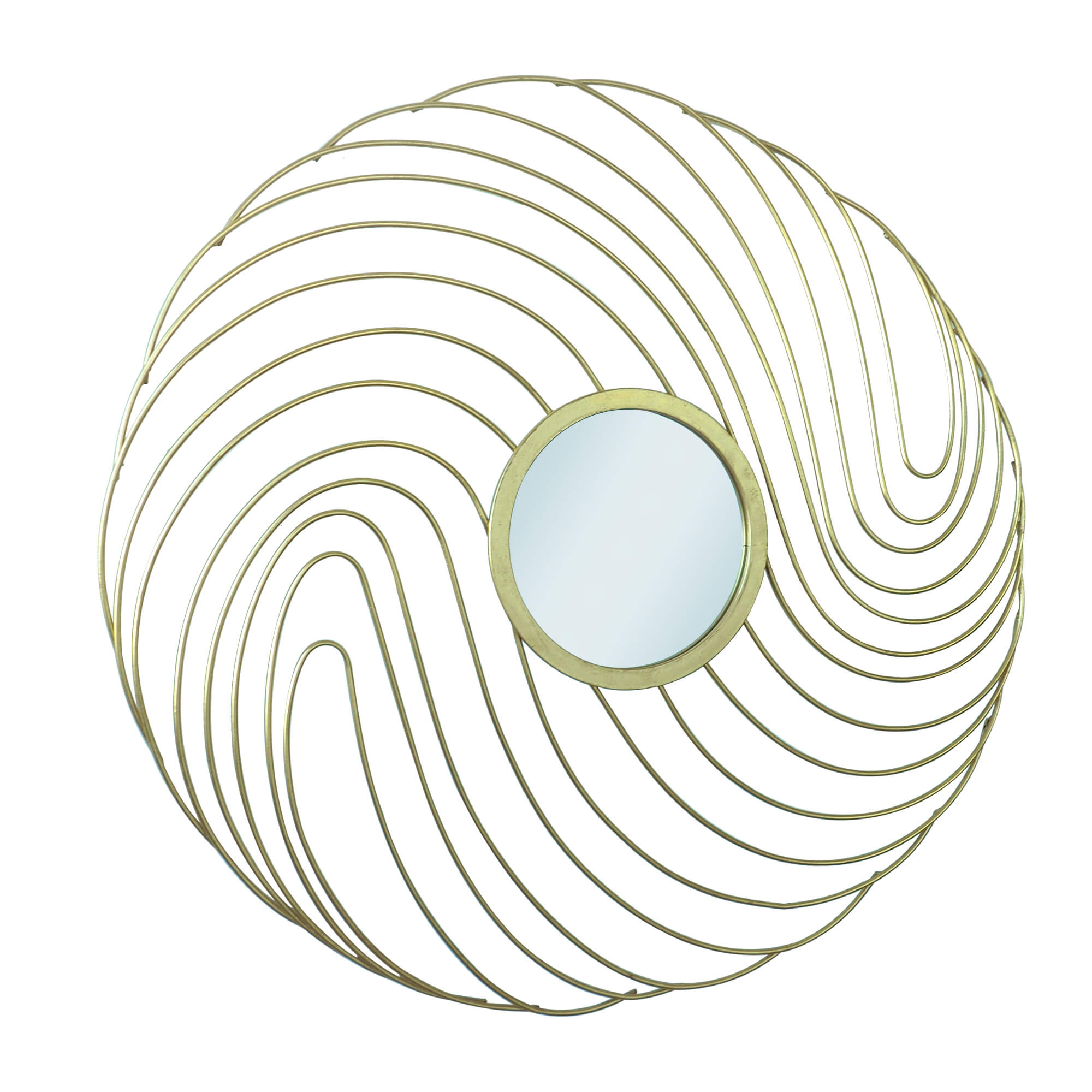 Modern-Spiral-Gold-Metal-Frame-Round -Wall-Mirror