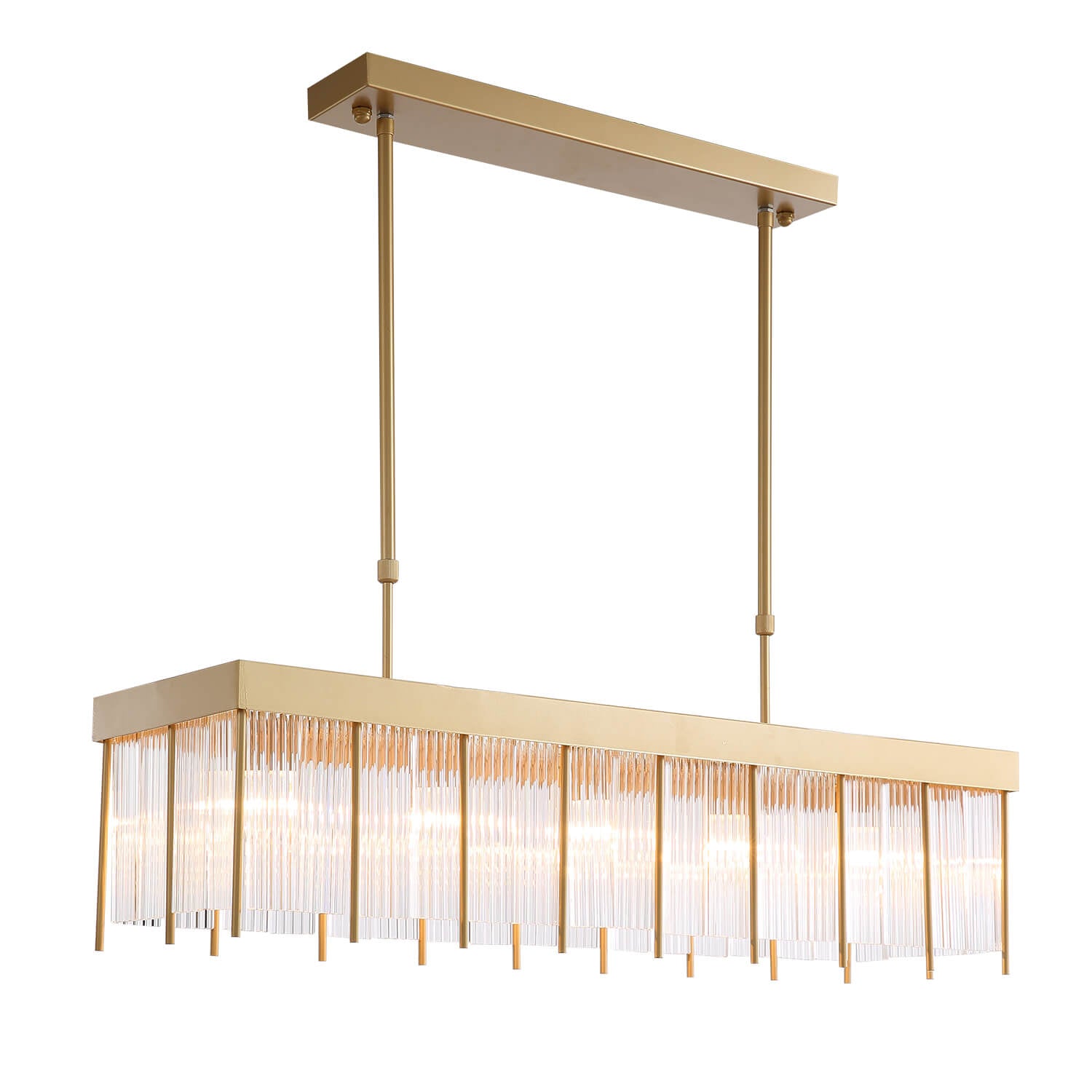 Rectangular Gold Frame Chandelier For Kitchen