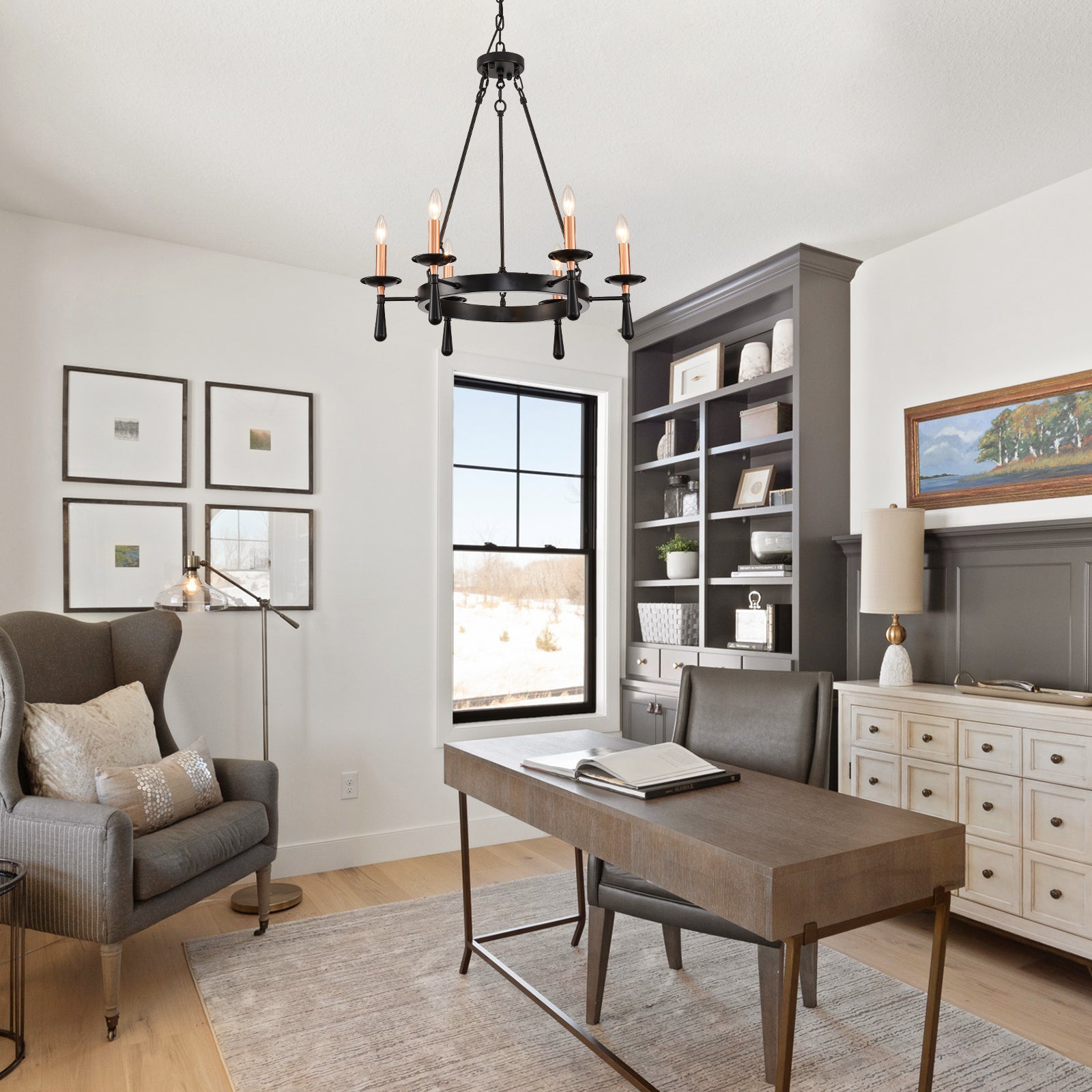 Night Rose 6 Lights Candle Round Chandelier