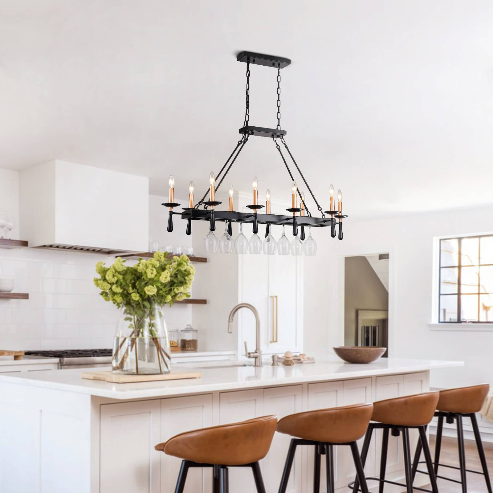 Rustic Candelabra Black Iron Frame Chandelier