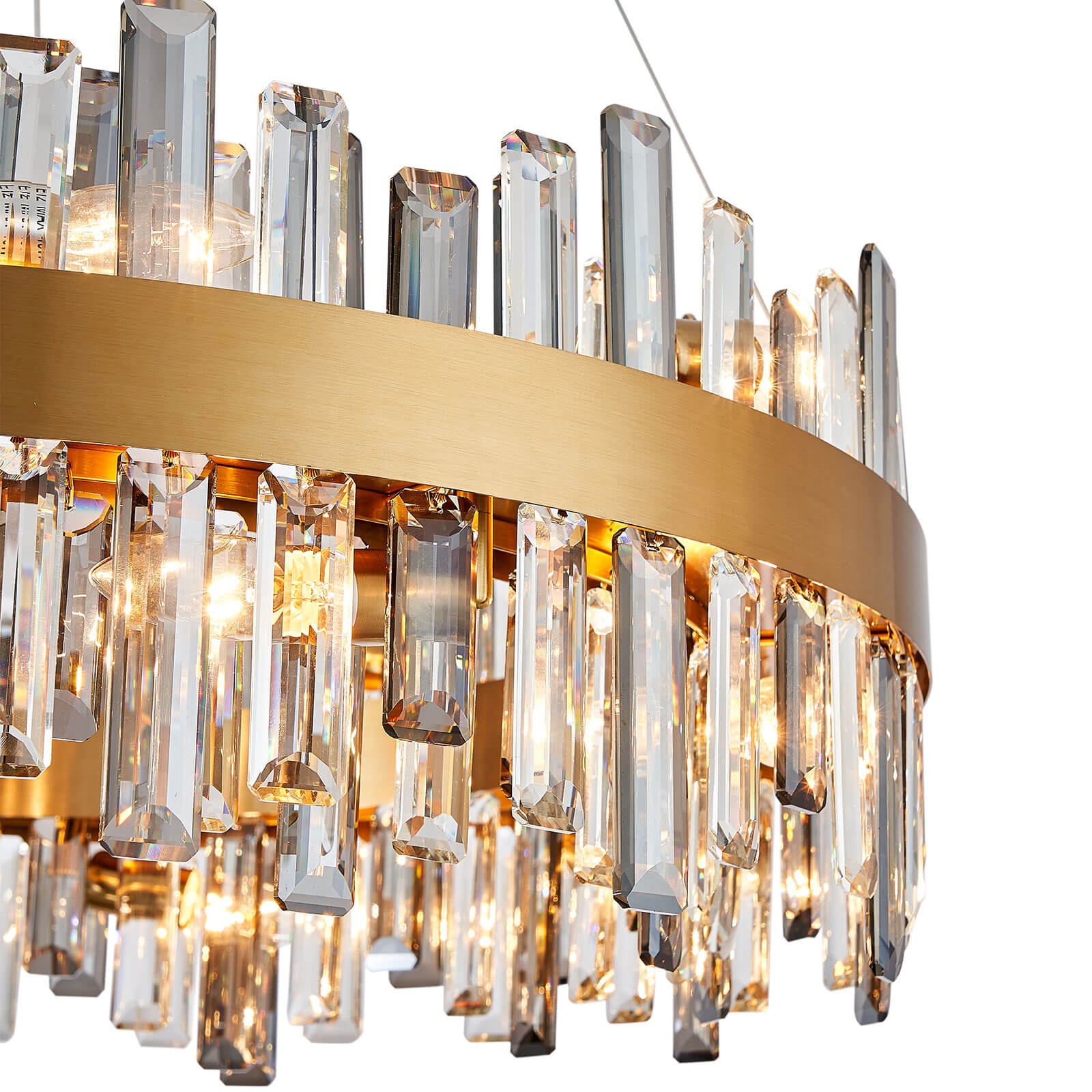 Round Gold Frame Irregular Crystal Bar Chandelier