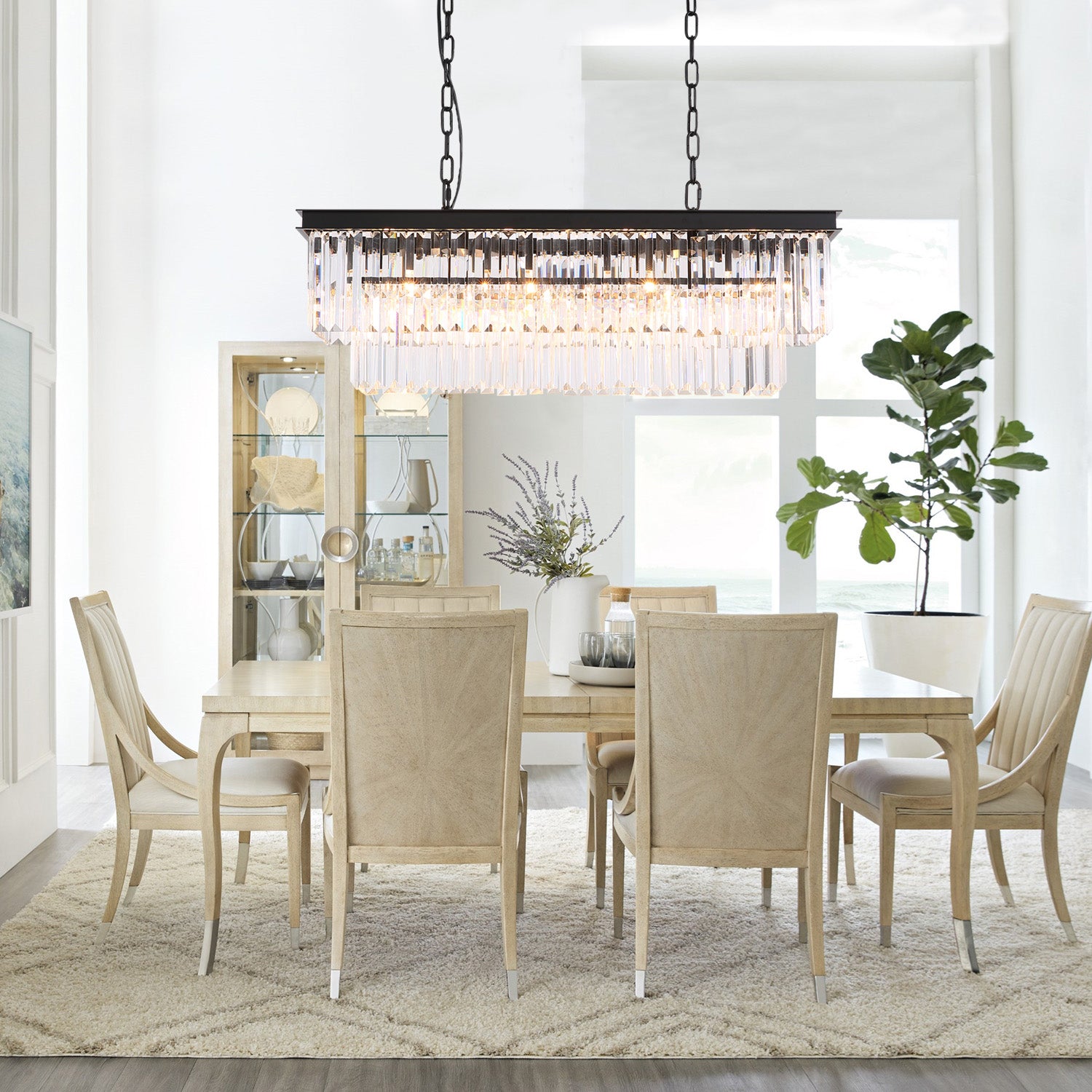 Modern-Matte-Black-Black-Rectangular-Metal-Frame-Crystal-Chandelier-Dining-Room