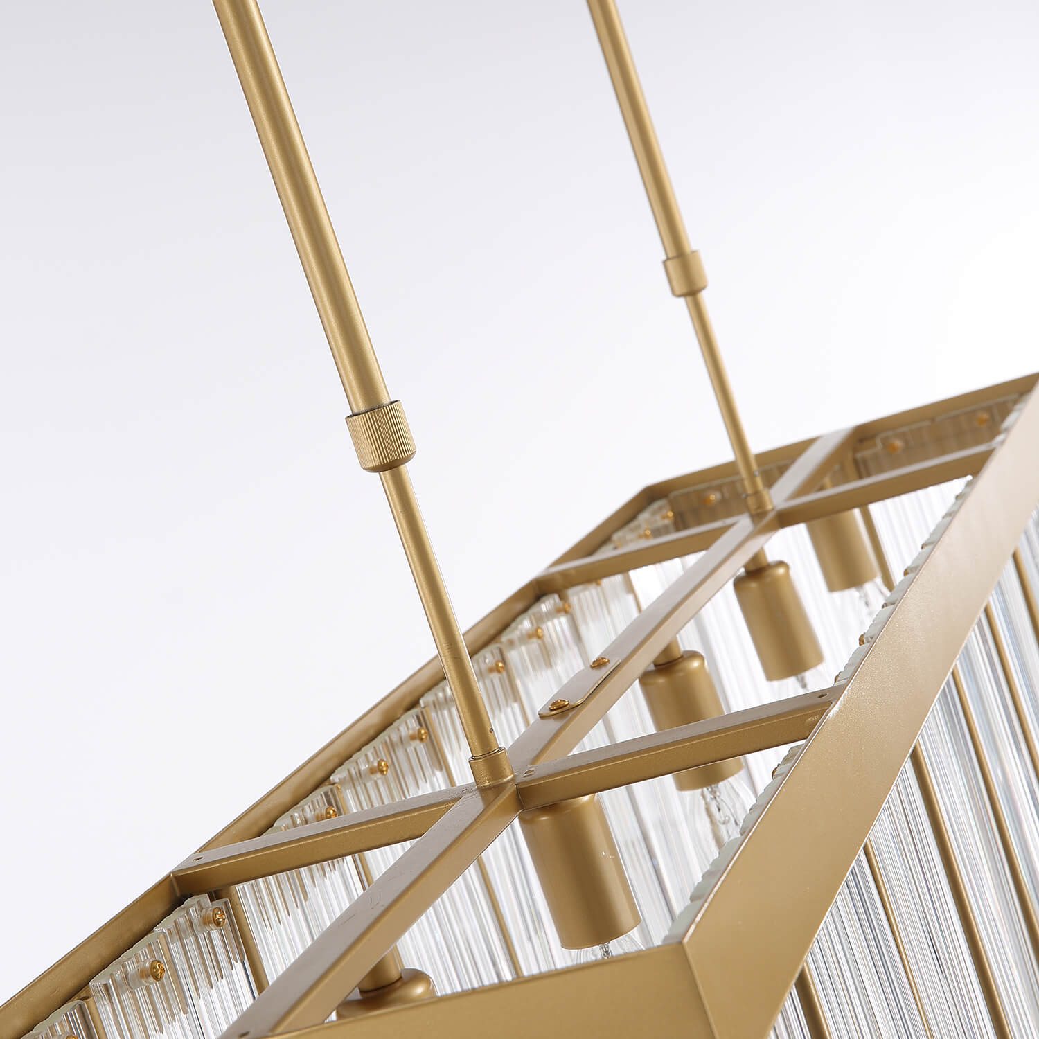 Rectangular Gold Frame Chandelier For Kitchen