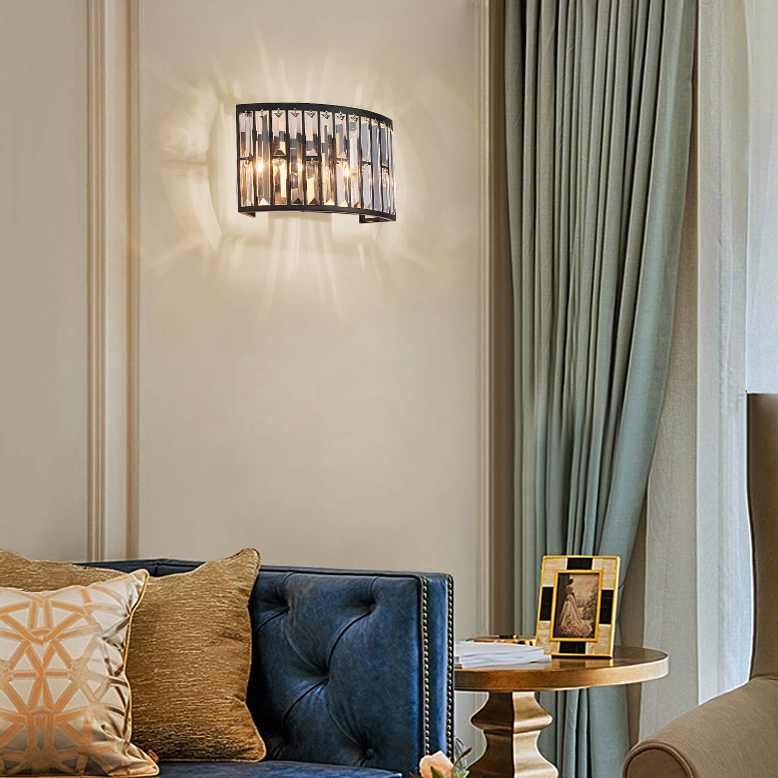 Vintage-Matte-Black-Finish-Semicircle-Wall Lamp