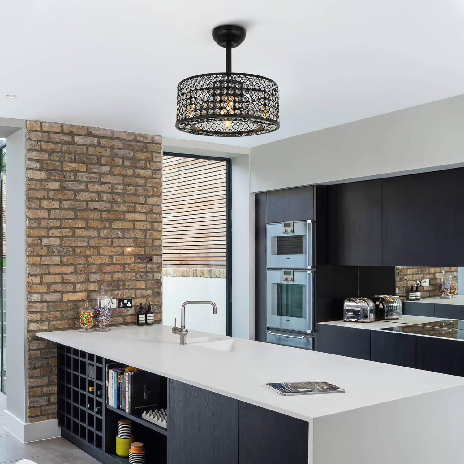 MOOONI-Small-Caged-Ceiling-Fan-Edison-Bulbs-Matte-Black-Industrial-Modern-Drum-Crystal-Fandelier-Kitchen-Island