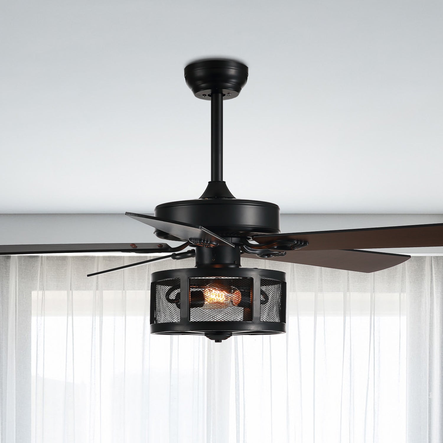 MOOONI-Ceiling-Fan-Light-Matte-Black-Vintage-Drum-Screen-Living-Room-Ceiling-Fan-50“