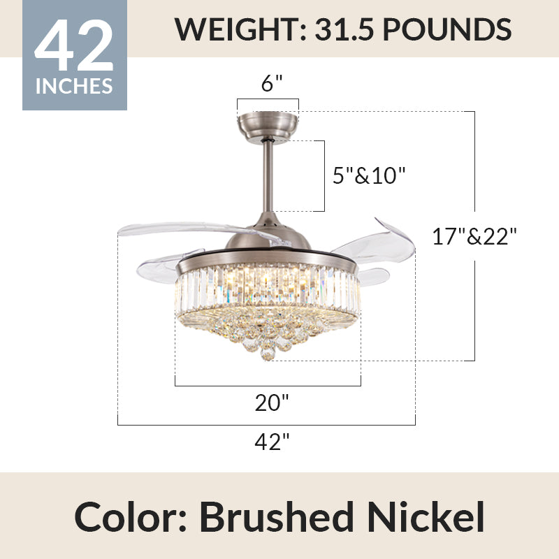 Top Rated Chrome & Gold Crystal Ceiling Fan Chandelier