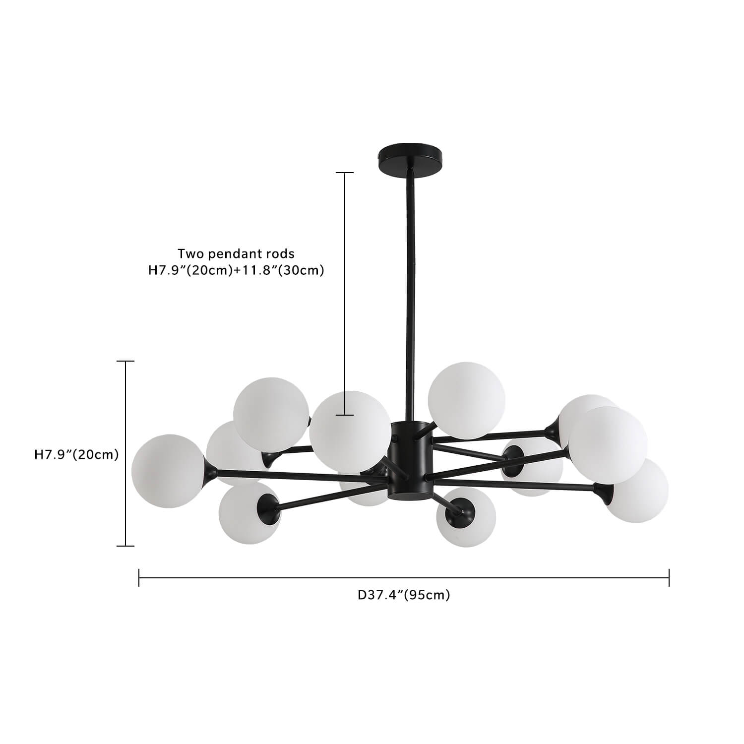 Normcore Black Globe 12 Lights Ceiling Lamp