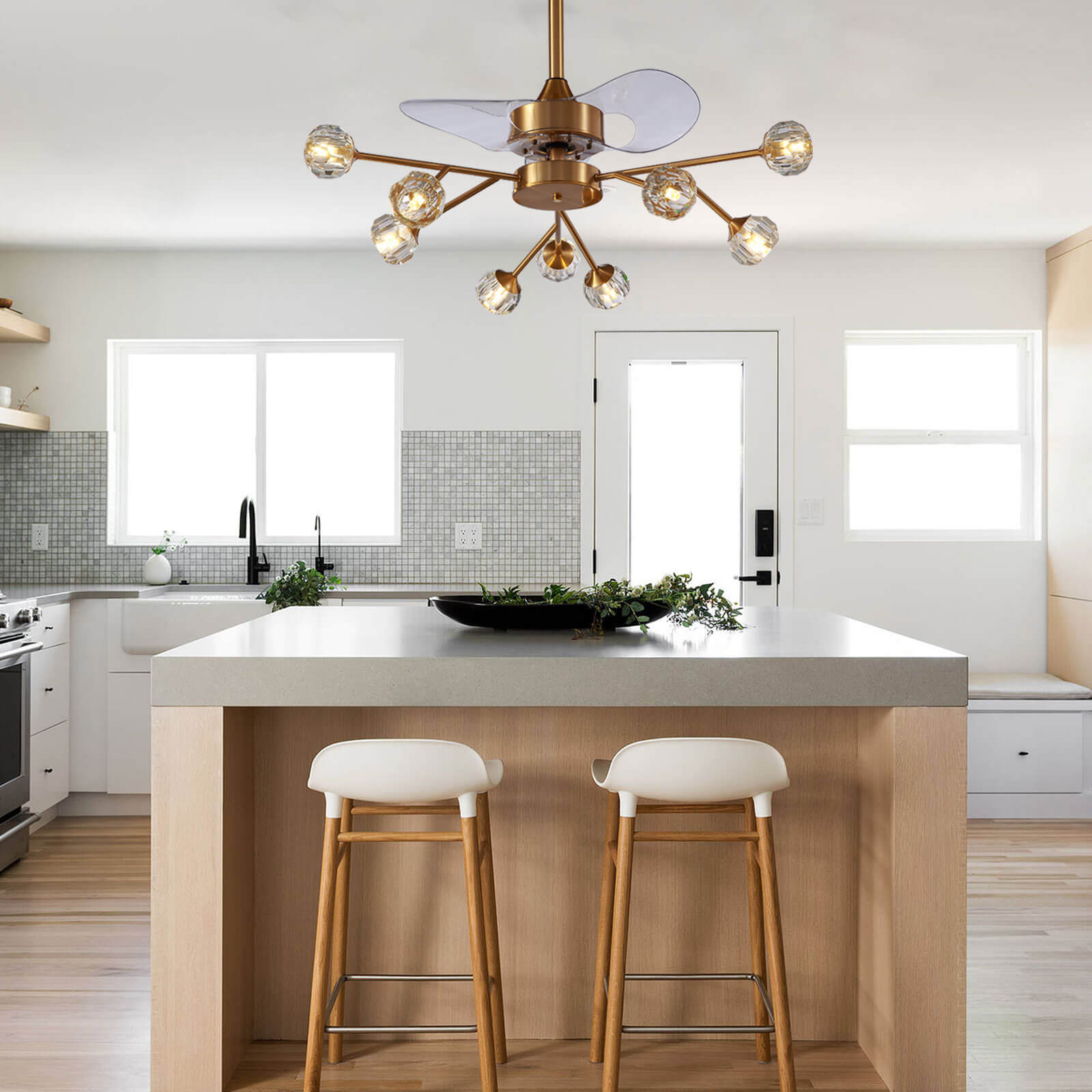 MOOONI-Ceiling-Fan-Chandelier-Vintage-Bronze-Sputnik-Crystal -Fandelier-9-Lights-Kitchen-Island