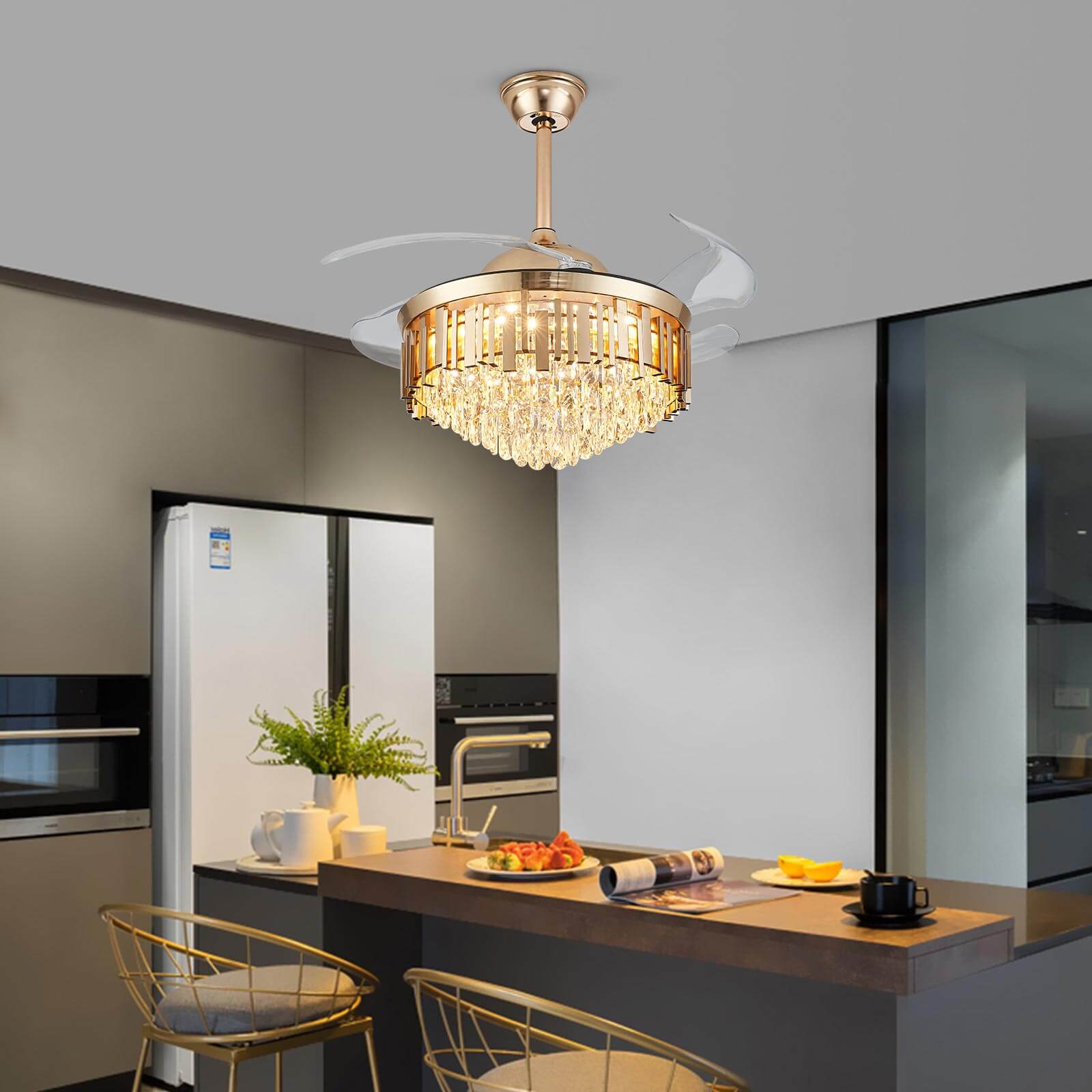 Round French Golden Crystal Fandelier Indoor