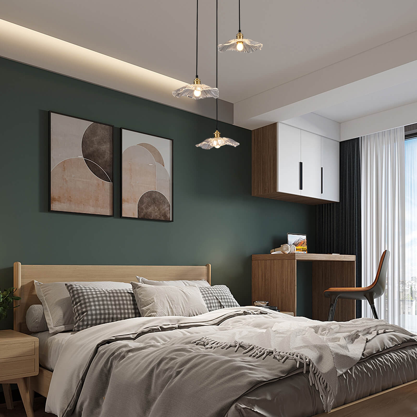 Spiral Chrome Fruit Plate Glass Chandelier