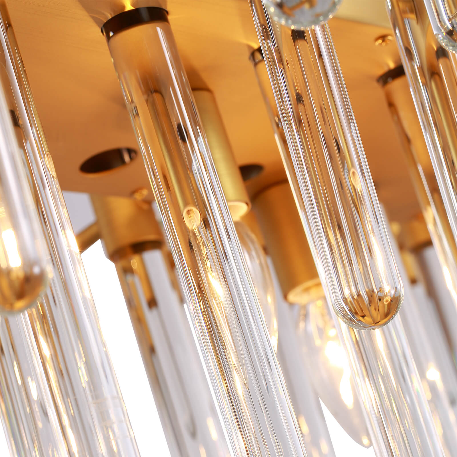 Rectangular Gold Frame Glass Bar Chandelier For Kitchen