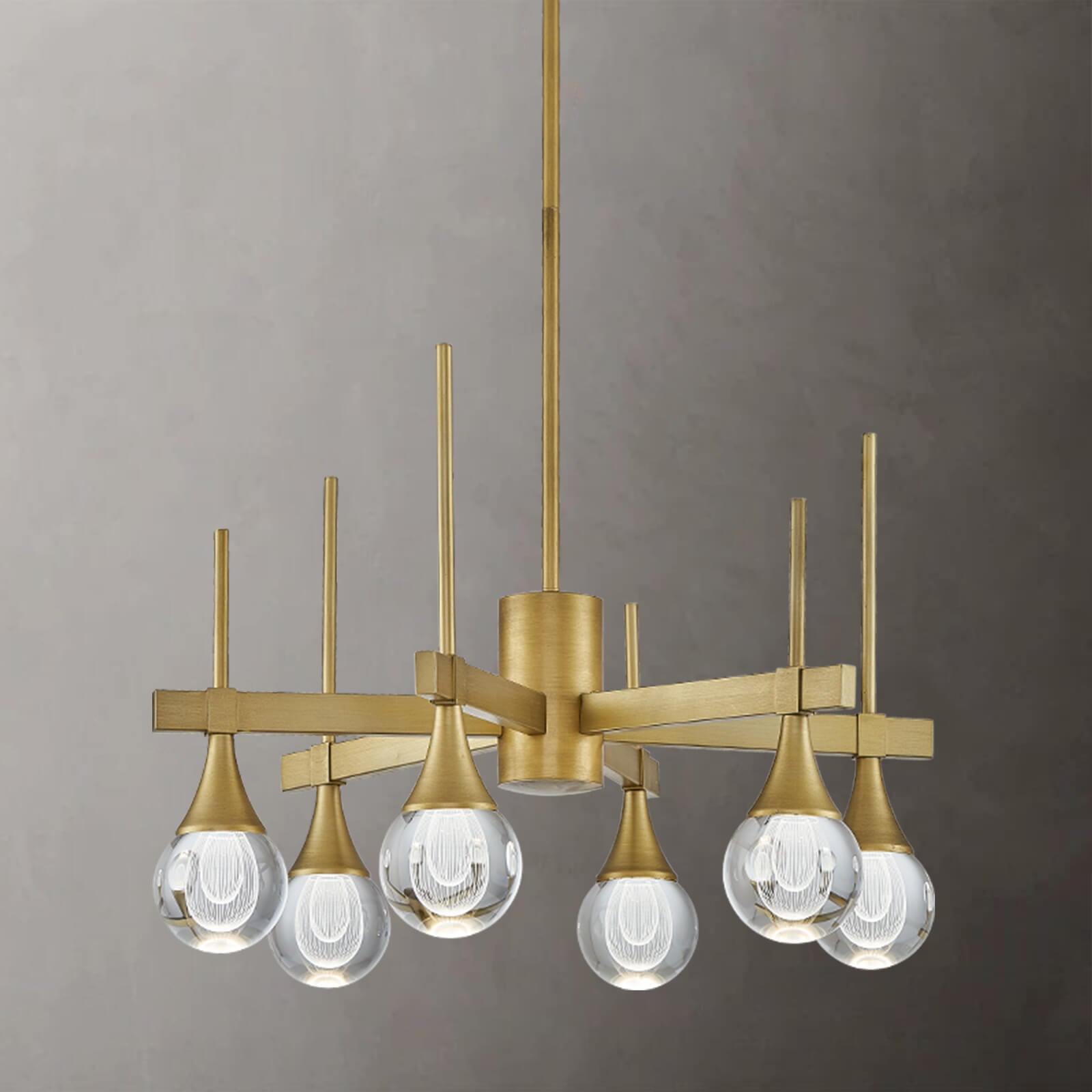 Sputnik 6 Lights Drop-shaped Globe Crystal Pandent Light