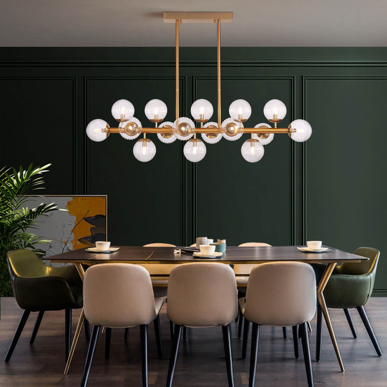 Gold Watermelon Shaped Crystal Chandelier