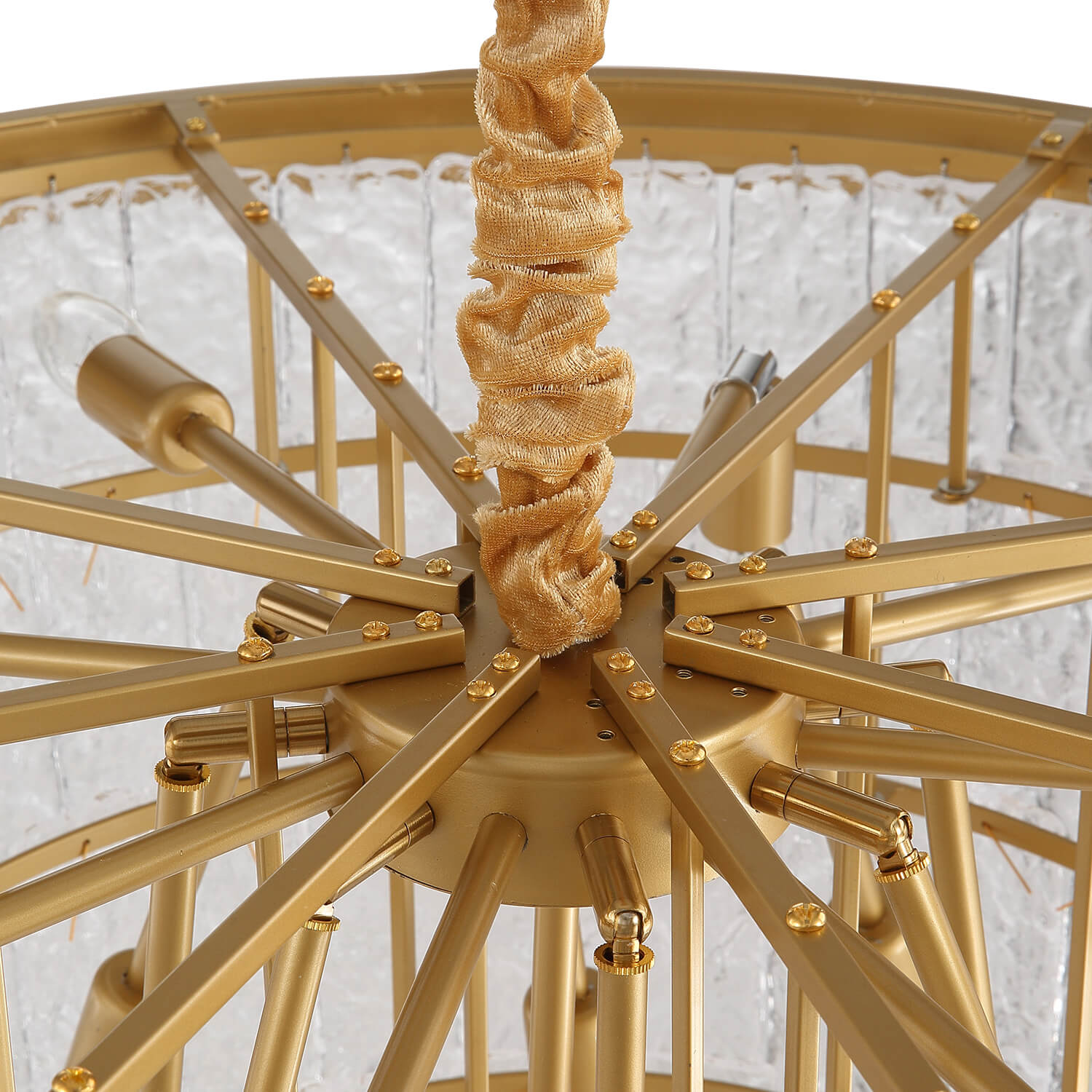 Golden Iron Art 5-Layer Glass Bar Round Chandelier