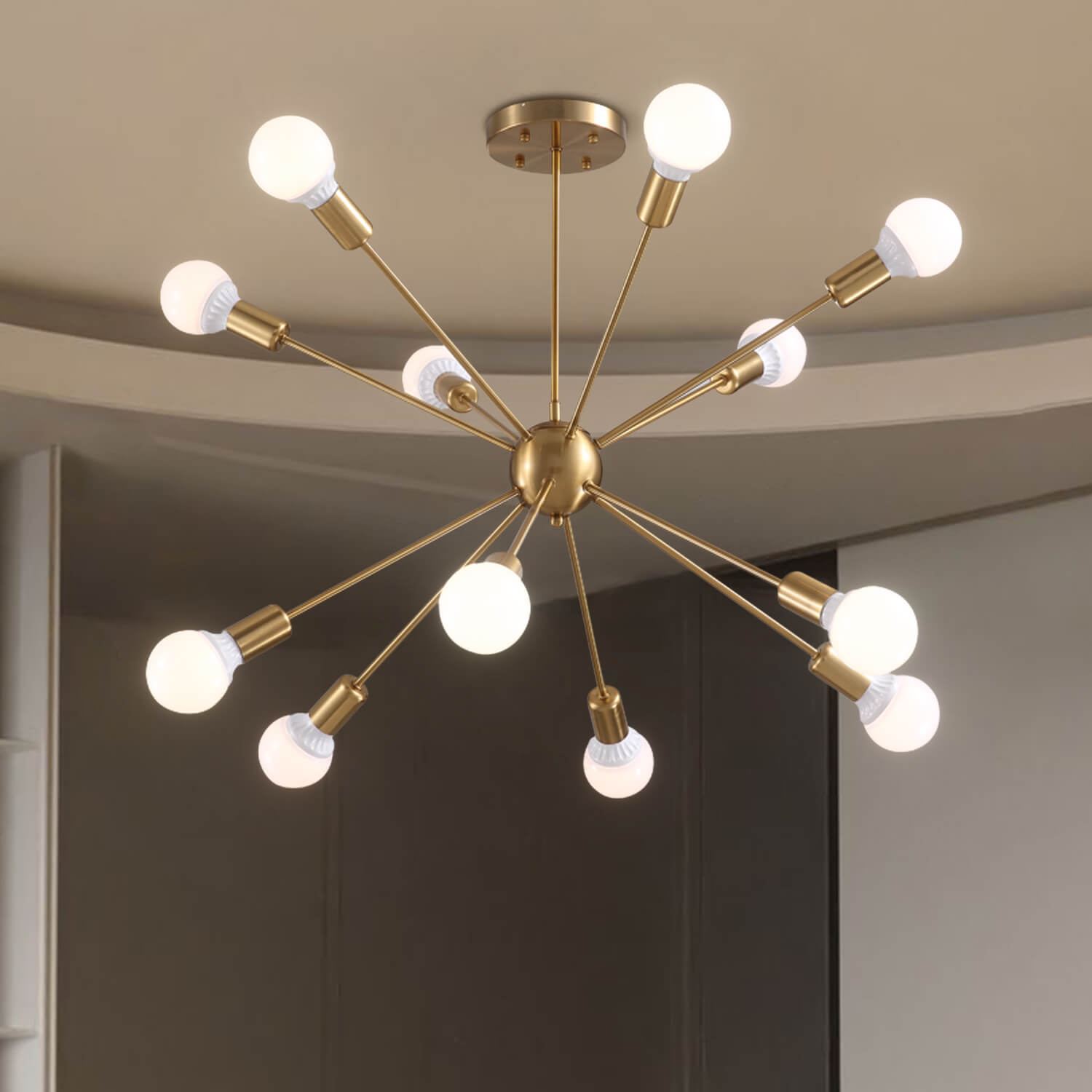 Sputnik Gold Globe 12 Lights Chandelier