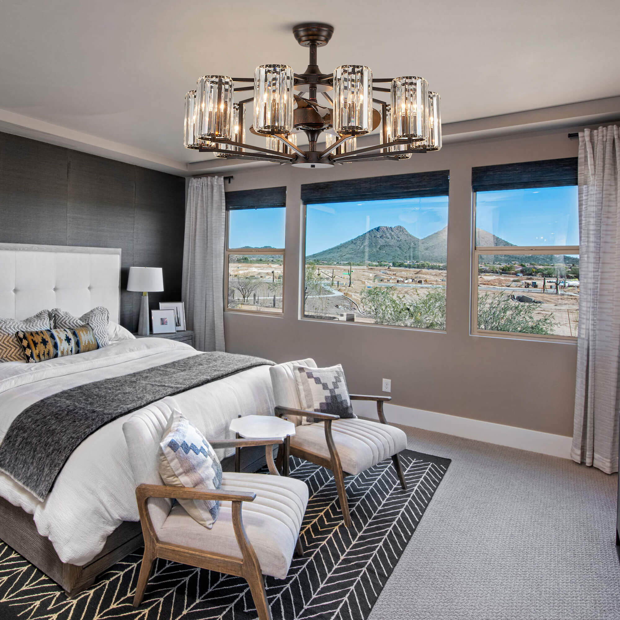 Chicago Wheel | Decorative Bronze Luxury Mid-Century Modern Fandelier