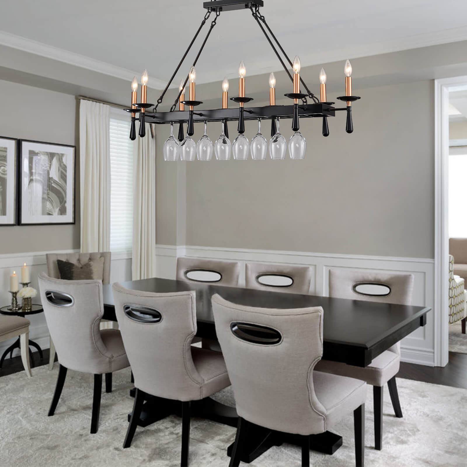 Rustic Candelabra Black Iron Frame Chandelier