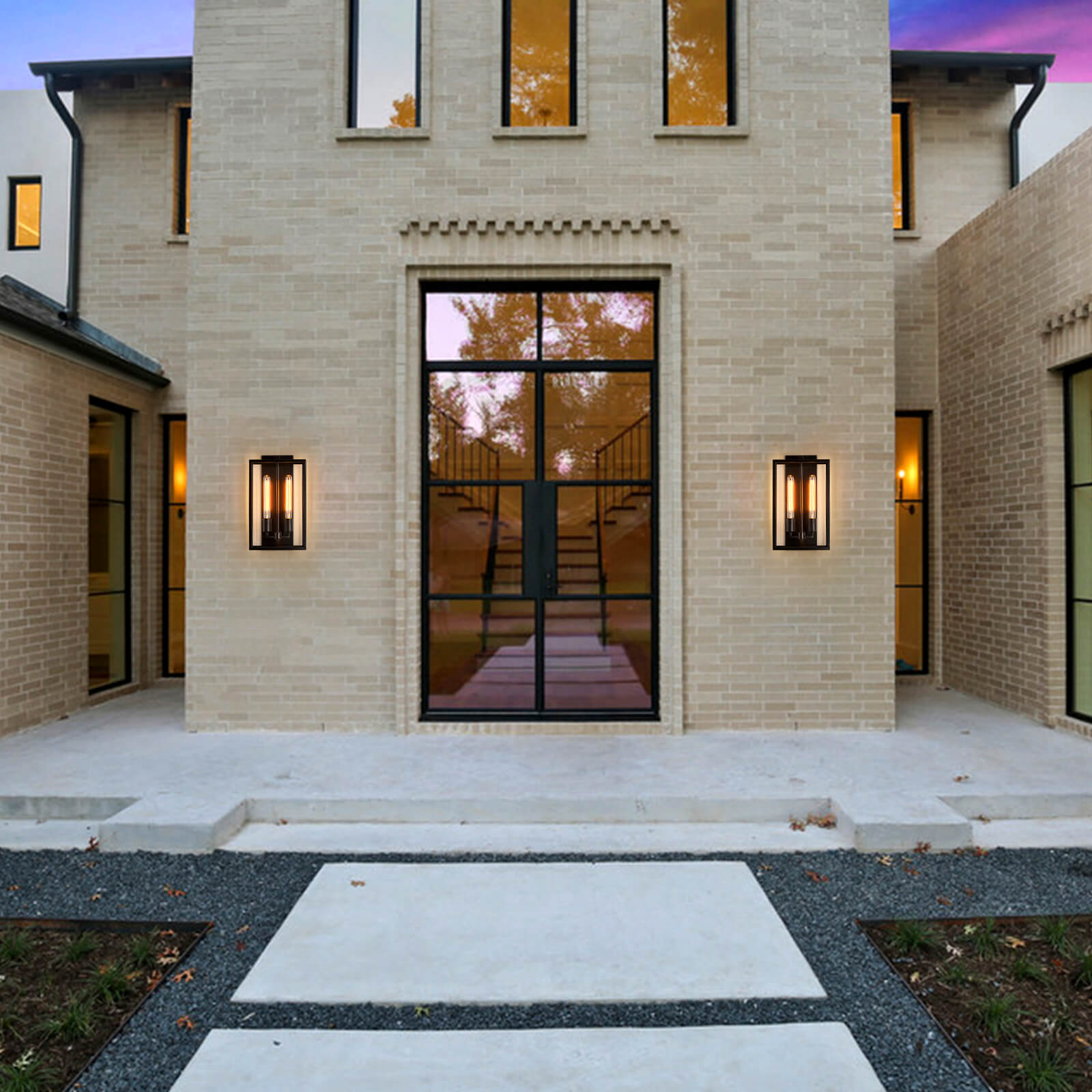 Moooni® Dumb Black Double End Glass Metal Frame Outdoor Wall Lamp