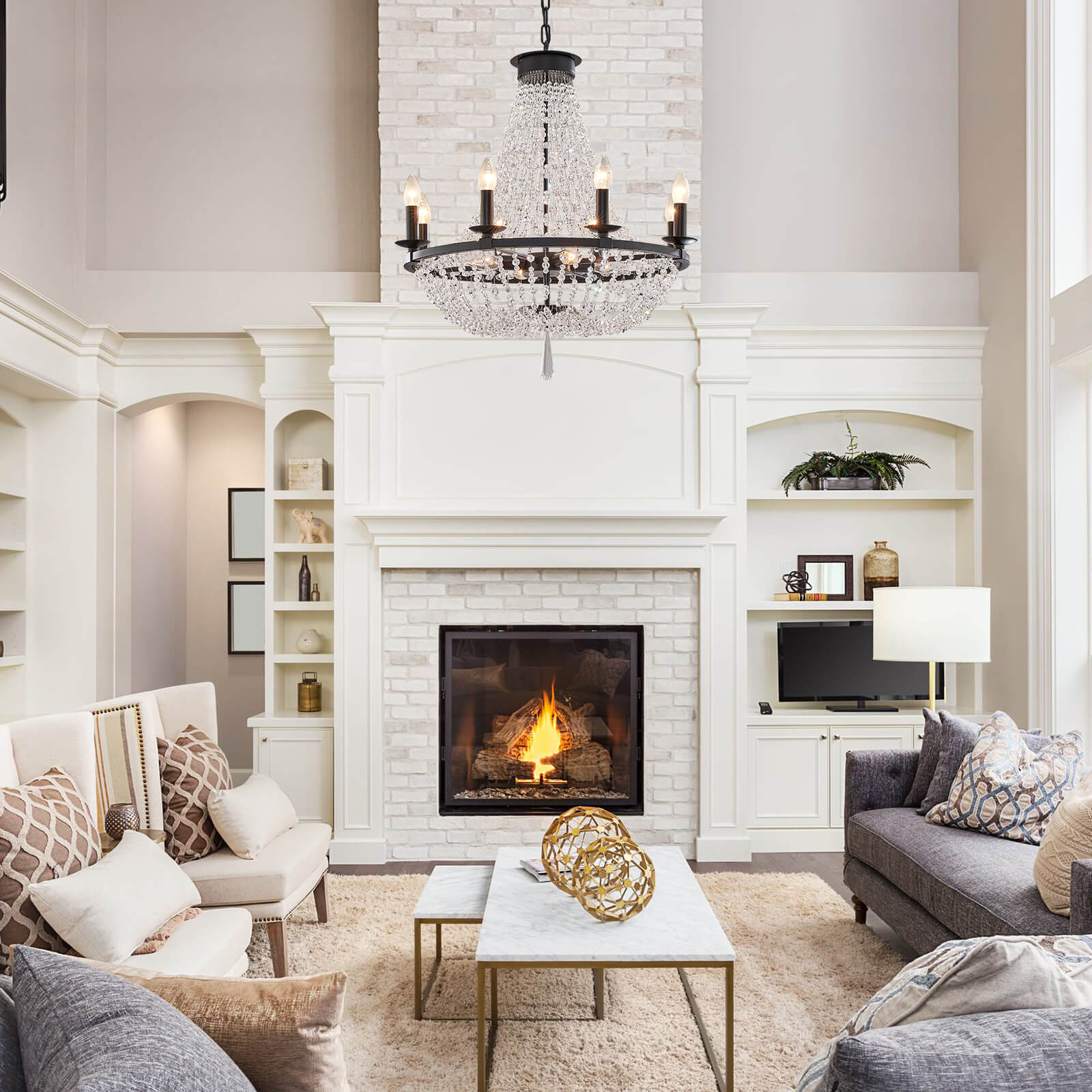 Victoria Candle Crystal Ceiling Light