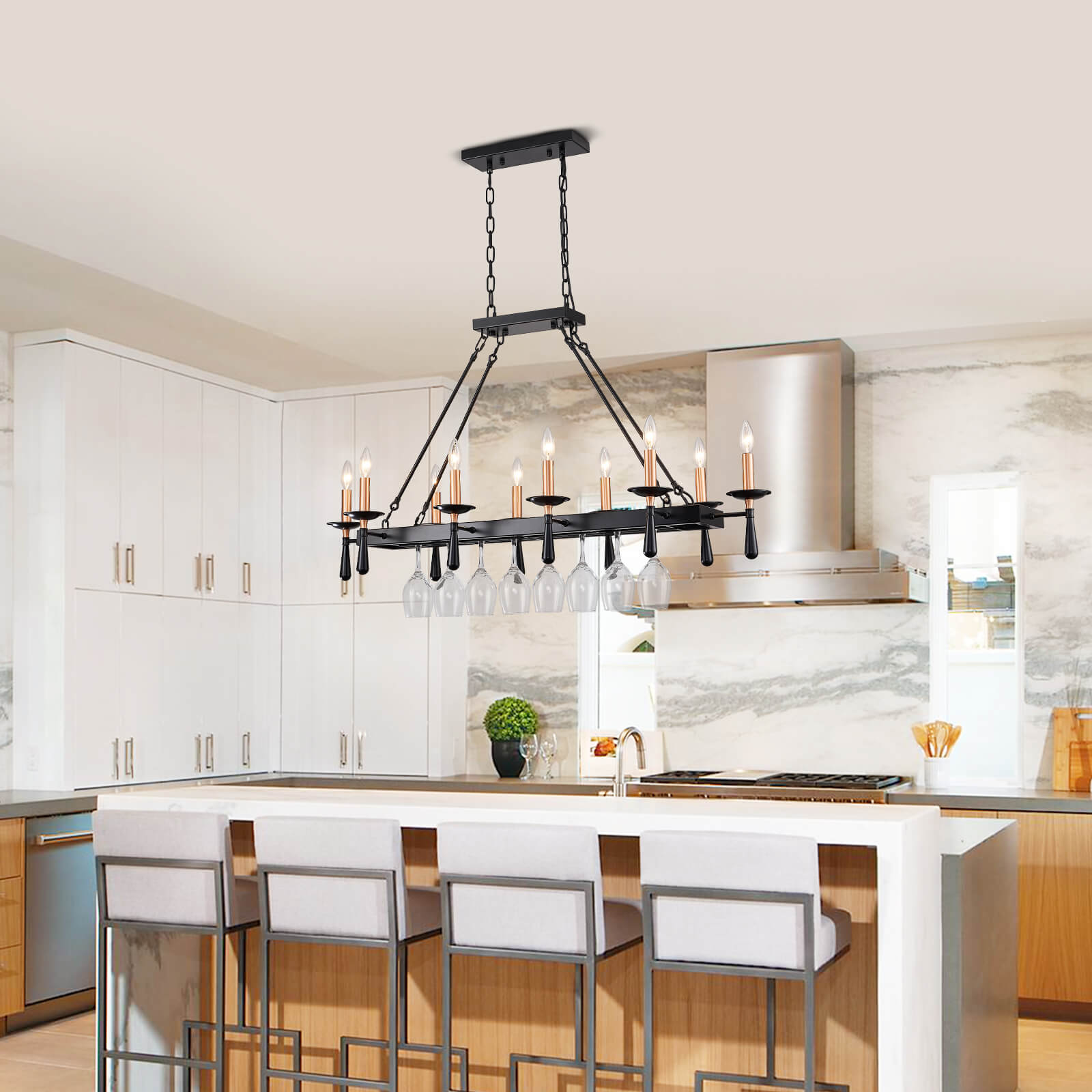 Rustic Candelabra Black Iron Frame Chandelier