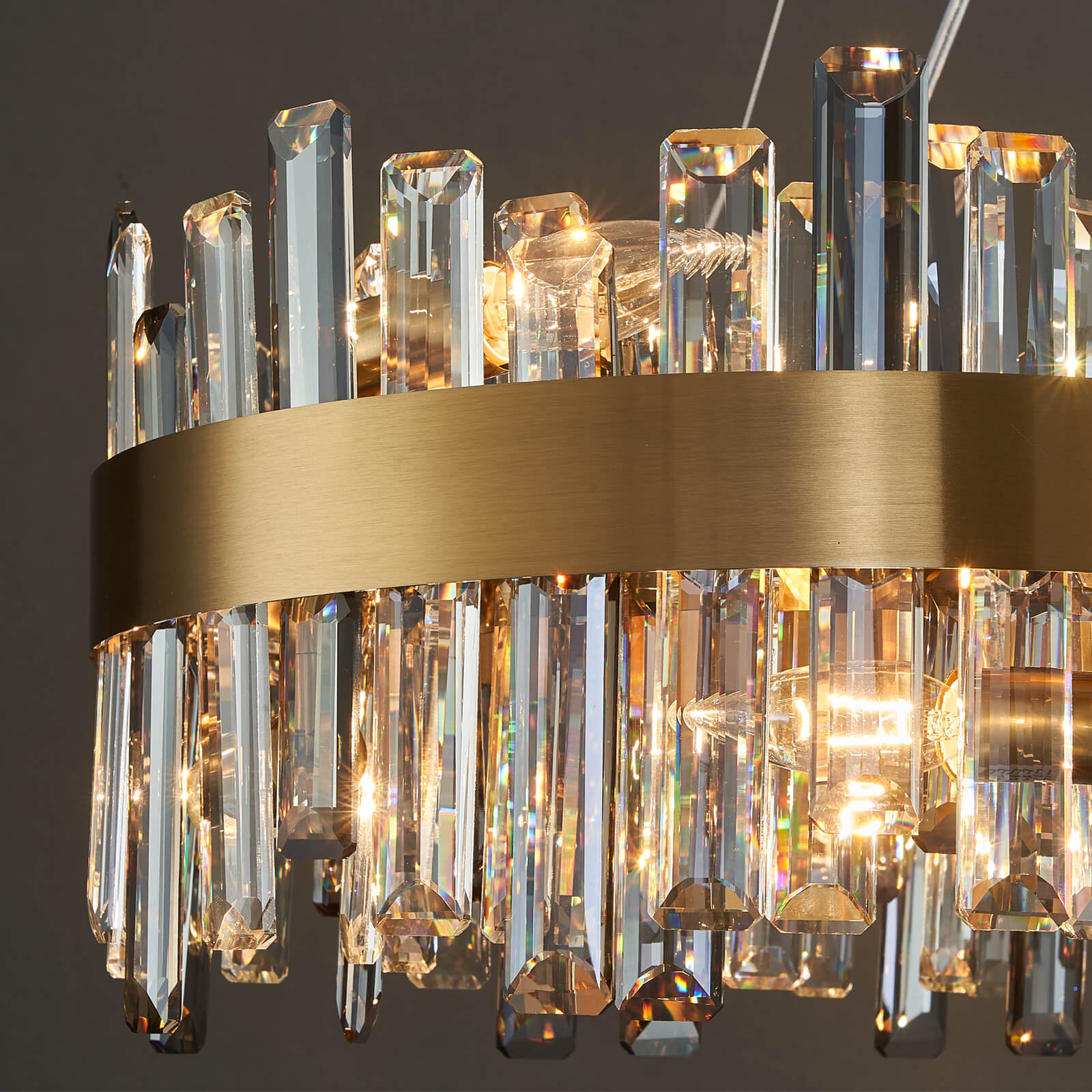 Gold Cross Crystal Bar Oval Chandelier